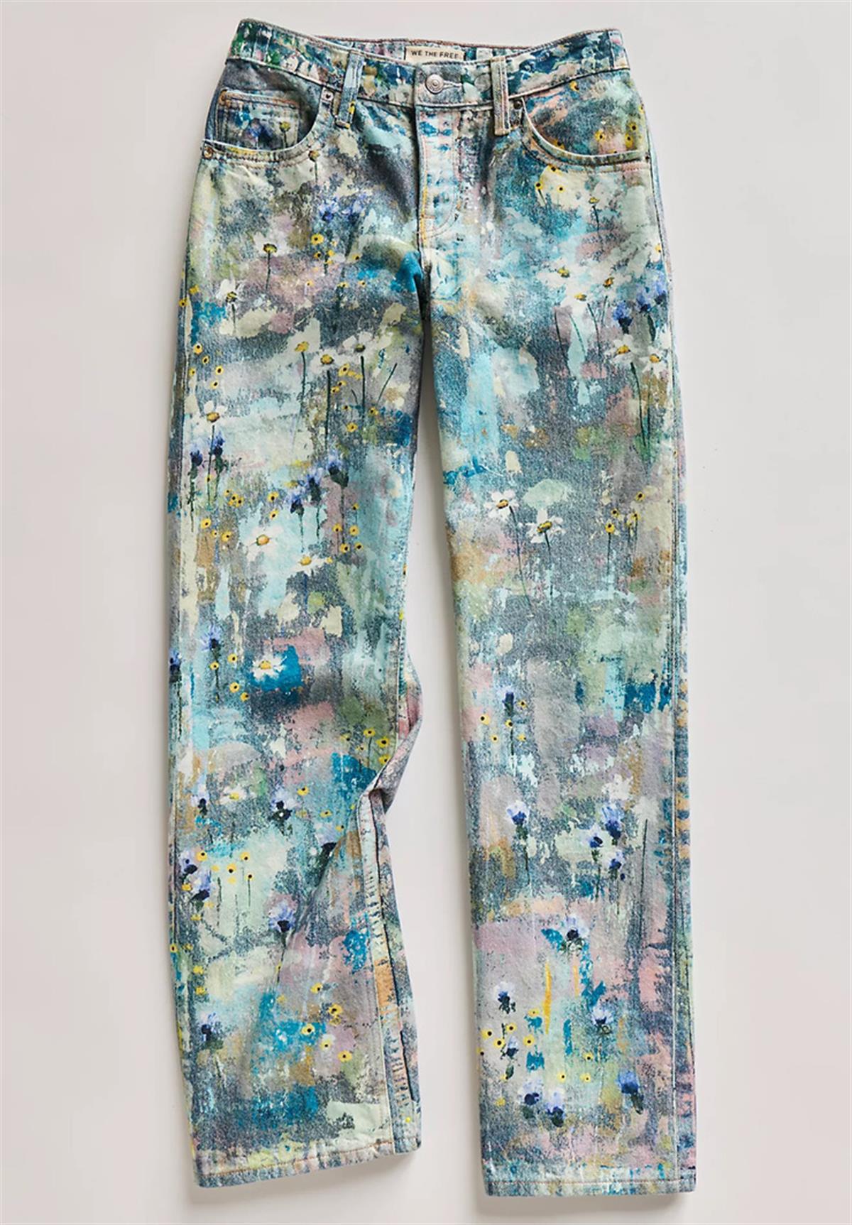 Boya Sıçrama Detaylı Retro Low Waisted Jean