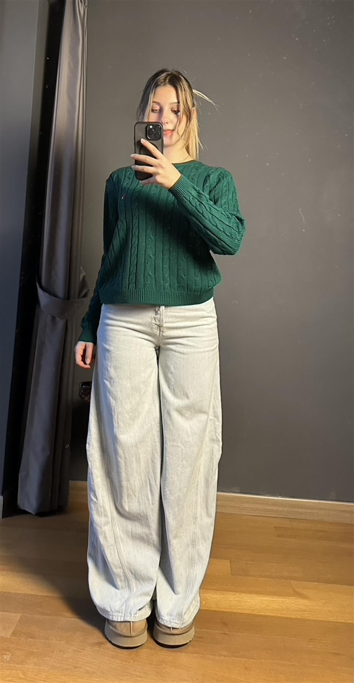 Buz Mavisi Fit Kalıp Wide Leg Jean 