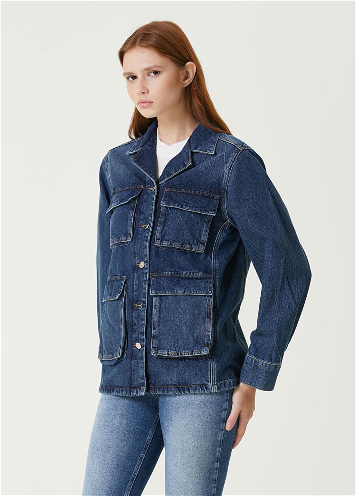 Cep Detaylı Oversize Kot Ceket