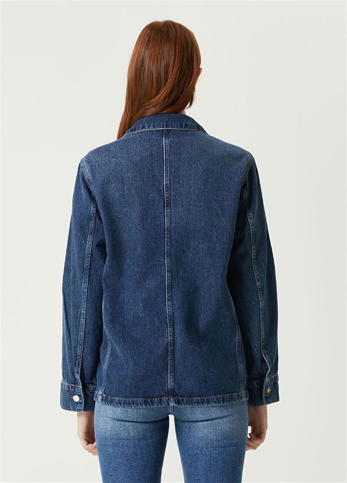 Cep Detaylı Oversize Kot Ceket