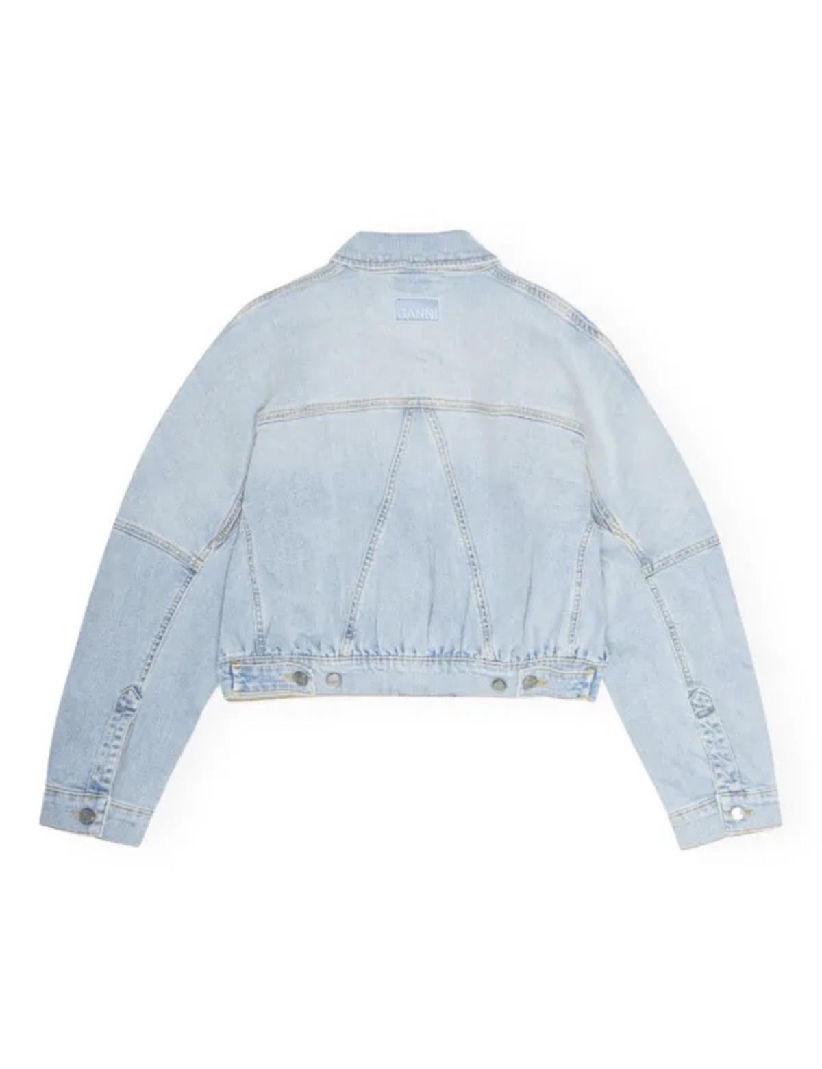 Cep ve Düğme Detaylı Crop Kot Ceket