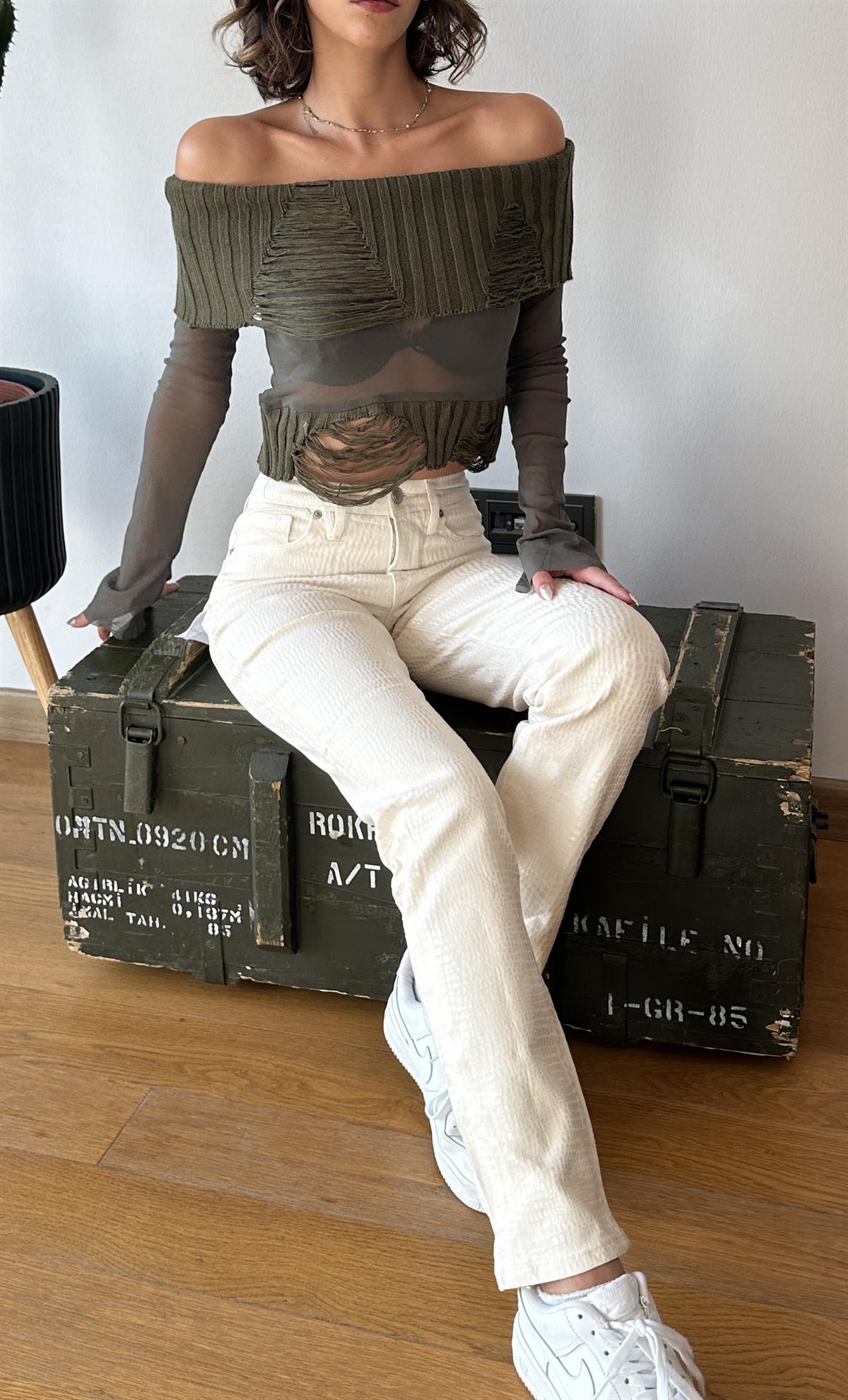 Deri Görünümlü Likralı kaplamalı Pantolon 