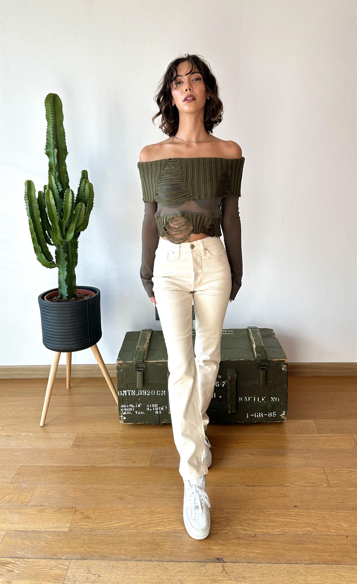 Deri Görünümlü Likralı kaplamalı Pantolon 