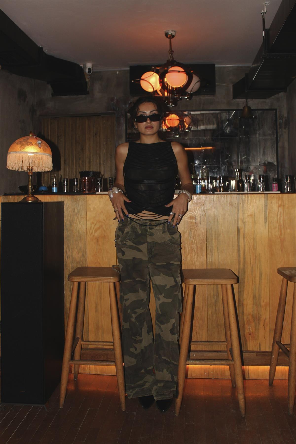 Düşük Bel Tasarım Kamuflaj Pantolon