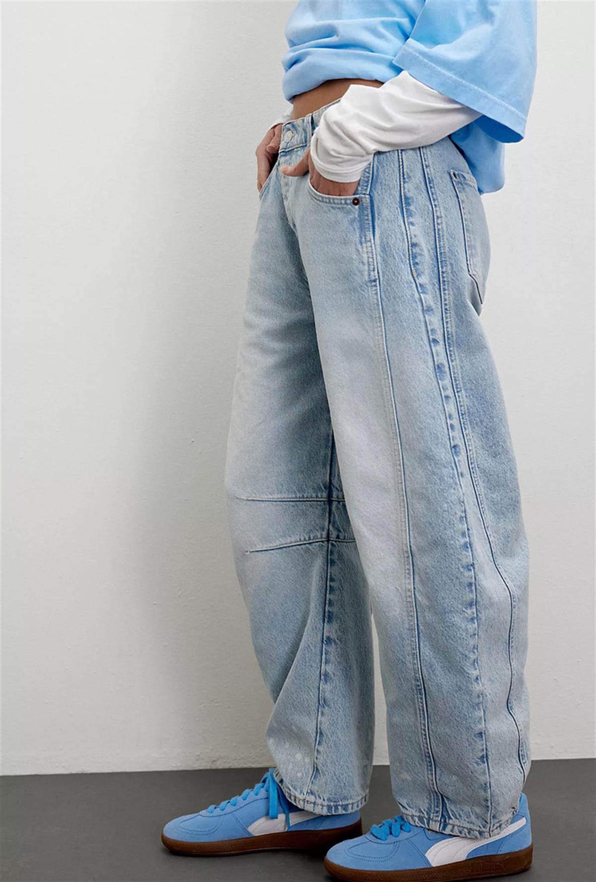 Açık Mavi Barrel Jean