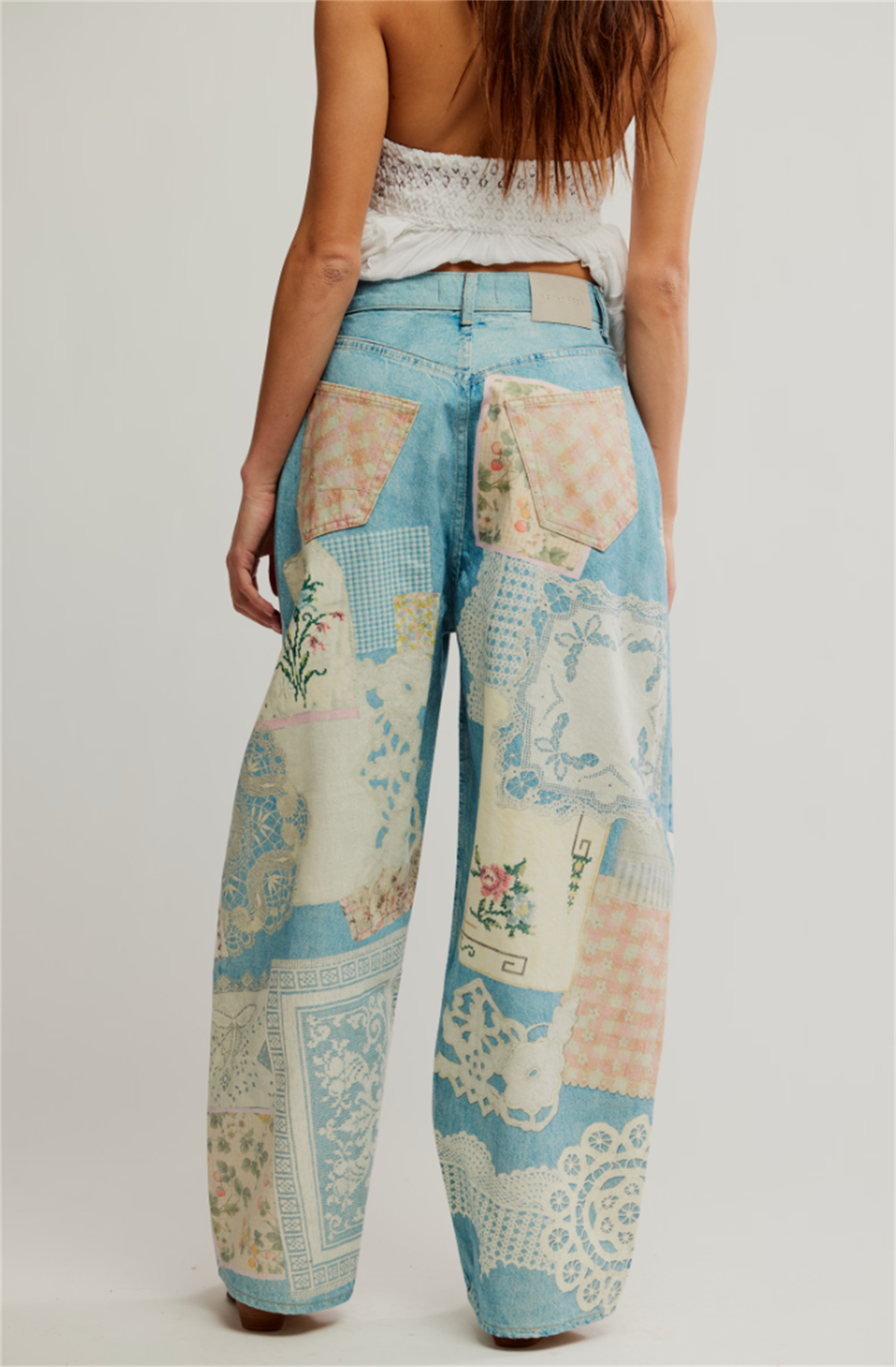 Vintage Yama Baskı Detaylı Barrel Jean 