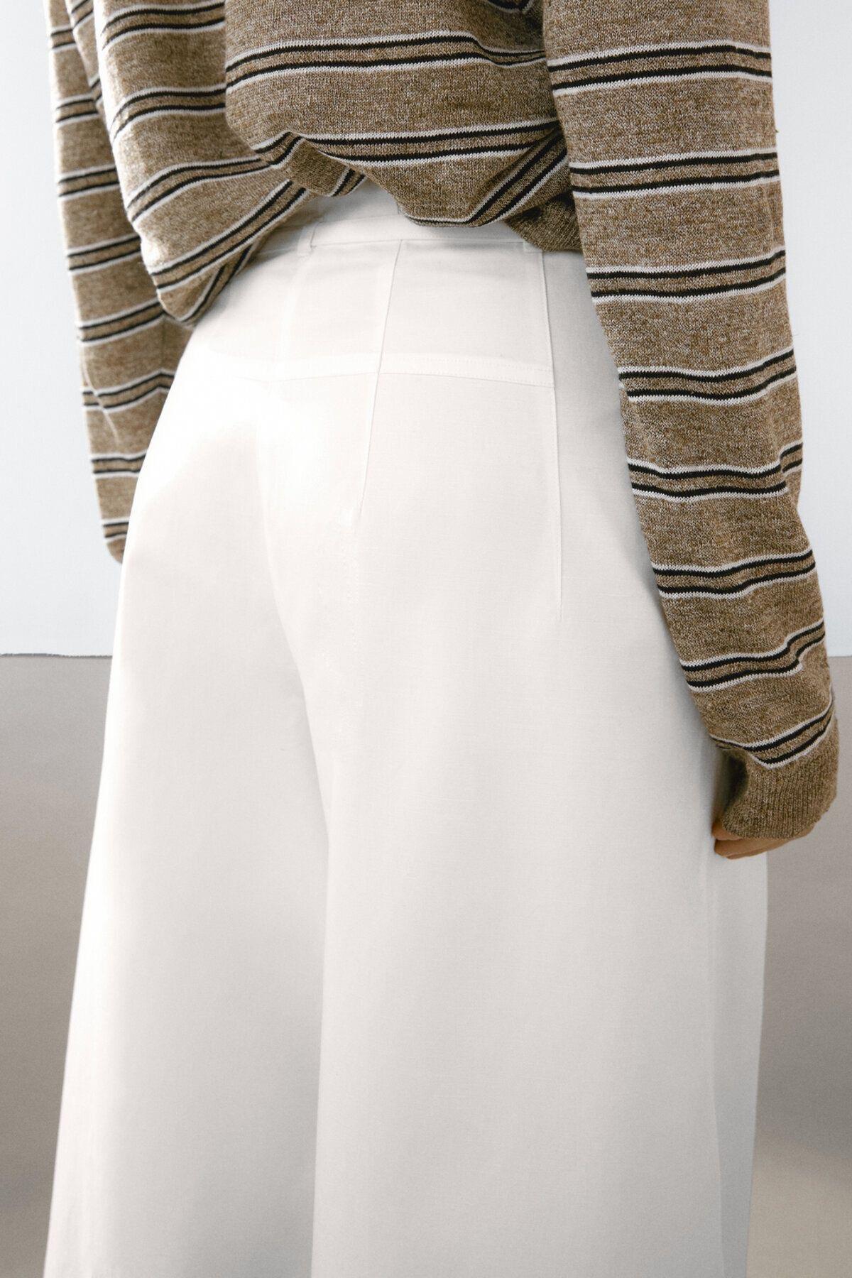 Geniş Paça Beyaz Pantolon 