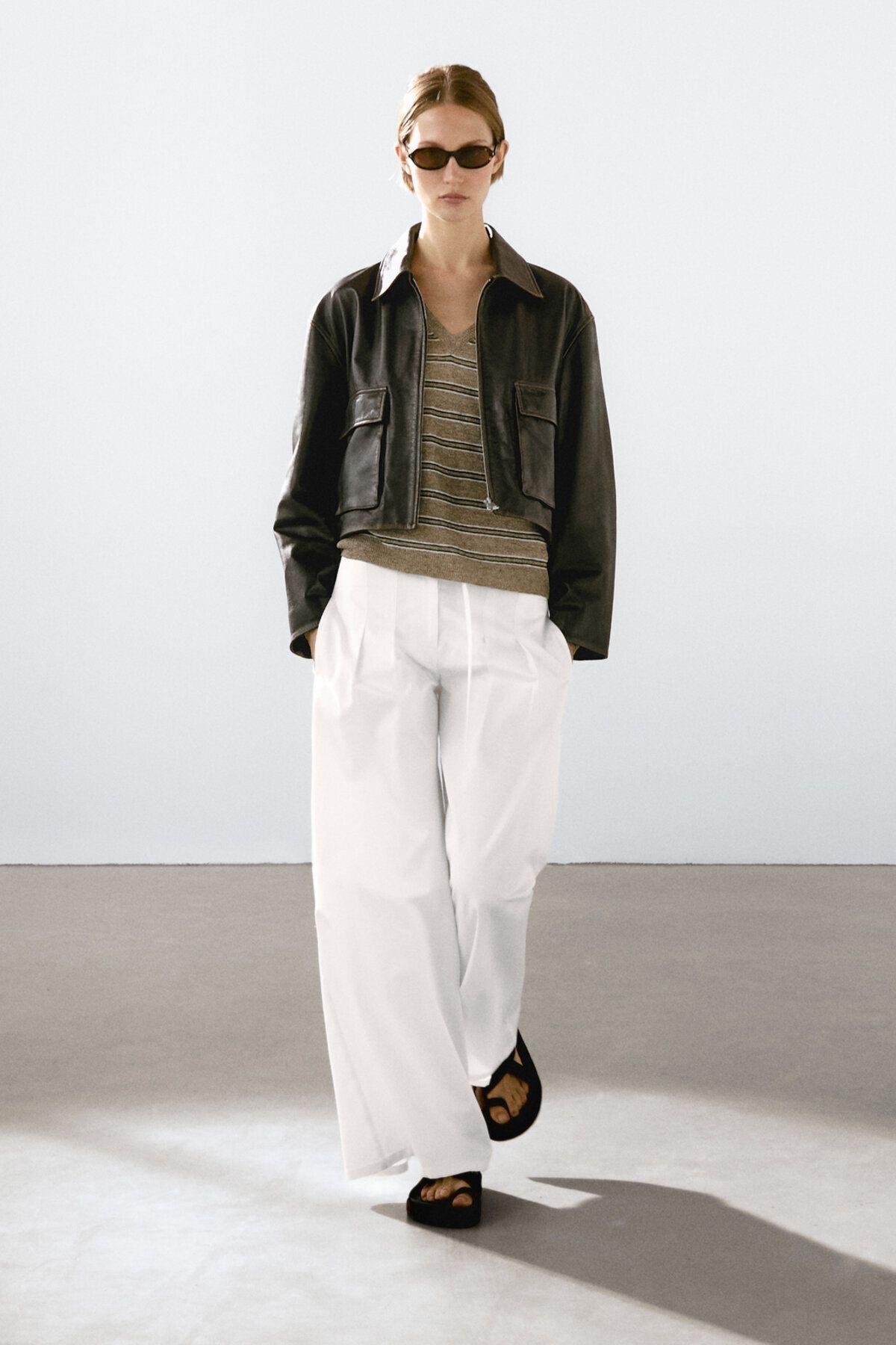 Geniş Paça Beyaz Pantolon 