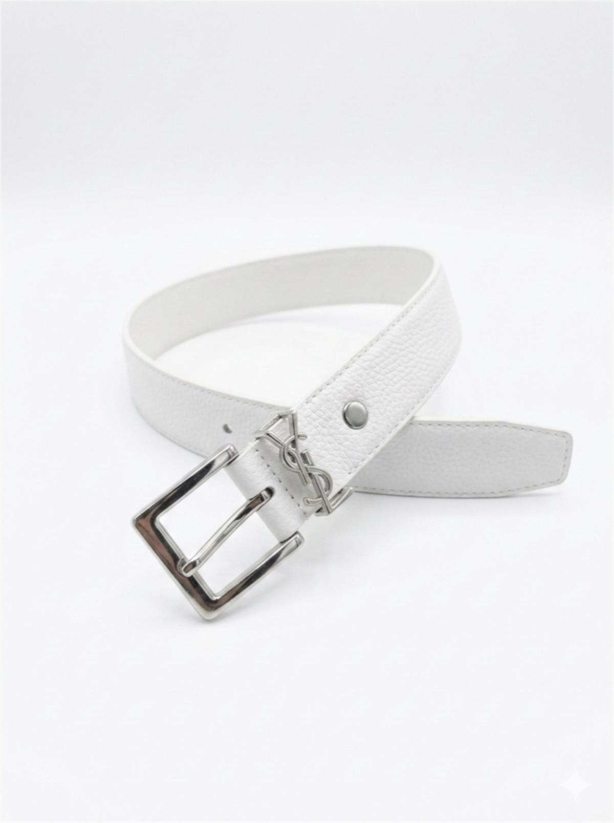 Gümüş Tokalı S Beyaz Kalın Kemer