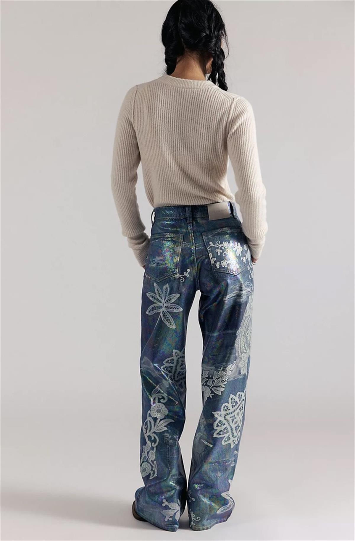 İllüzyon Baskılı High Waisted Jean