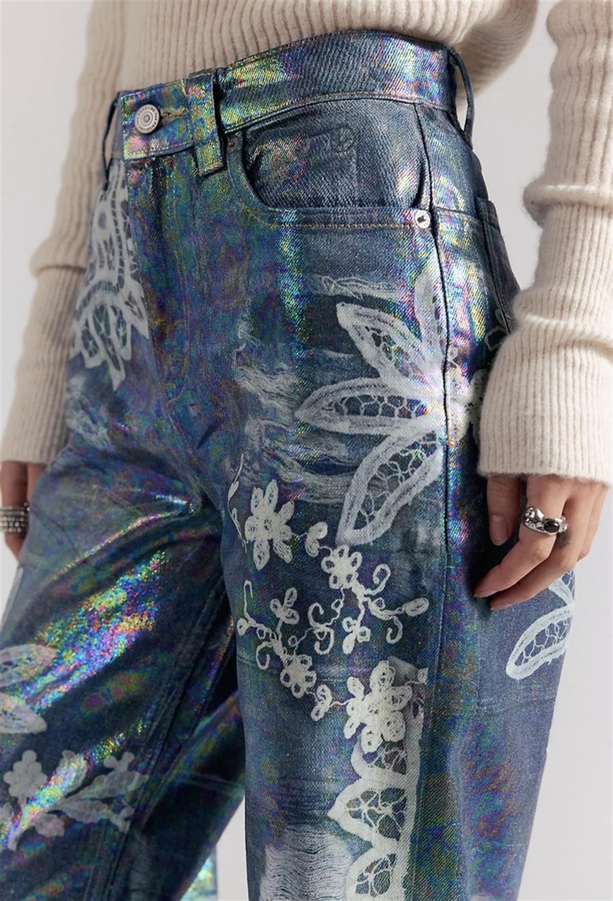 İllüzyon Baskılı High Waisted Jean