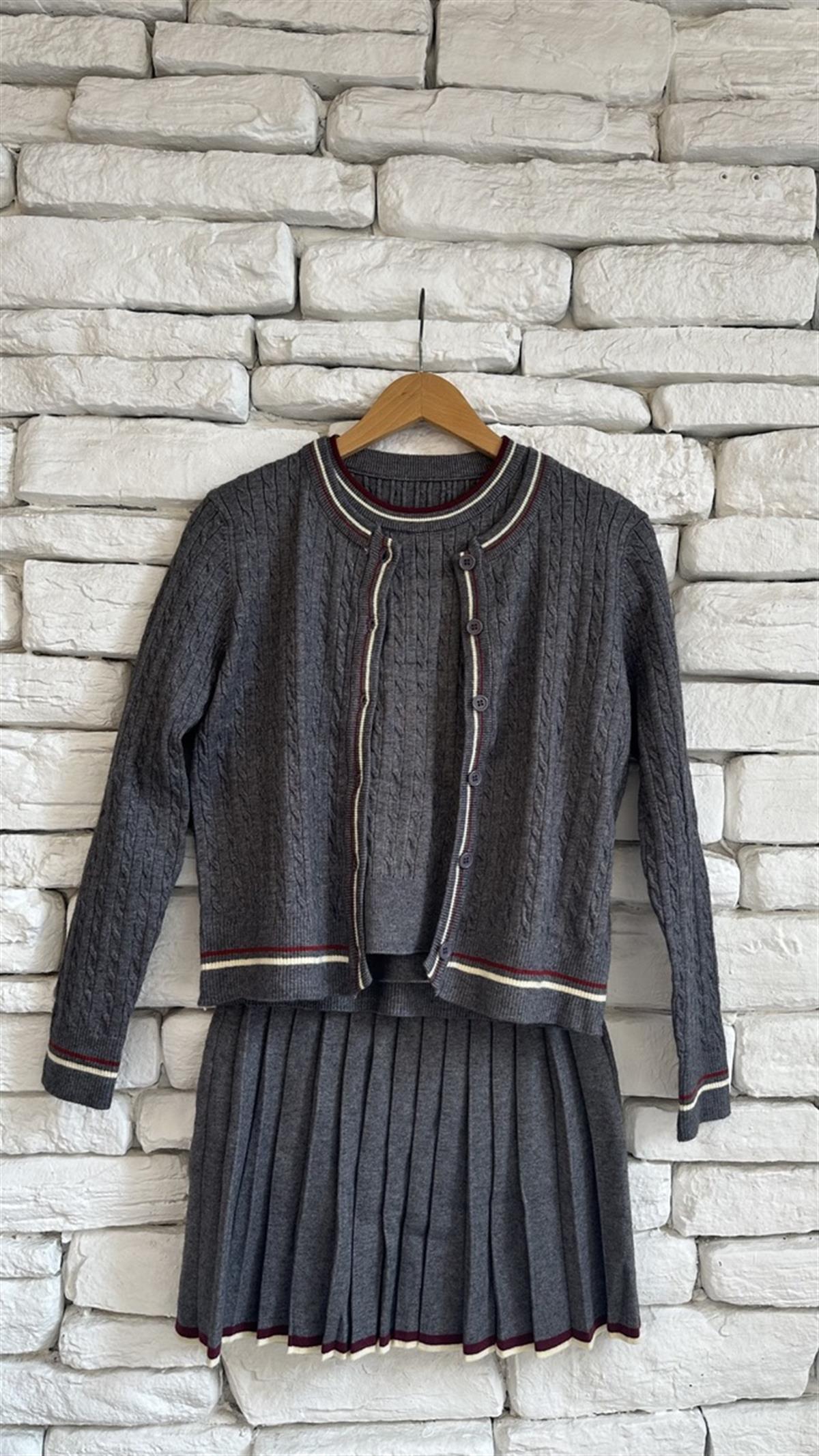 İthal 3lü Triko Gri Takım