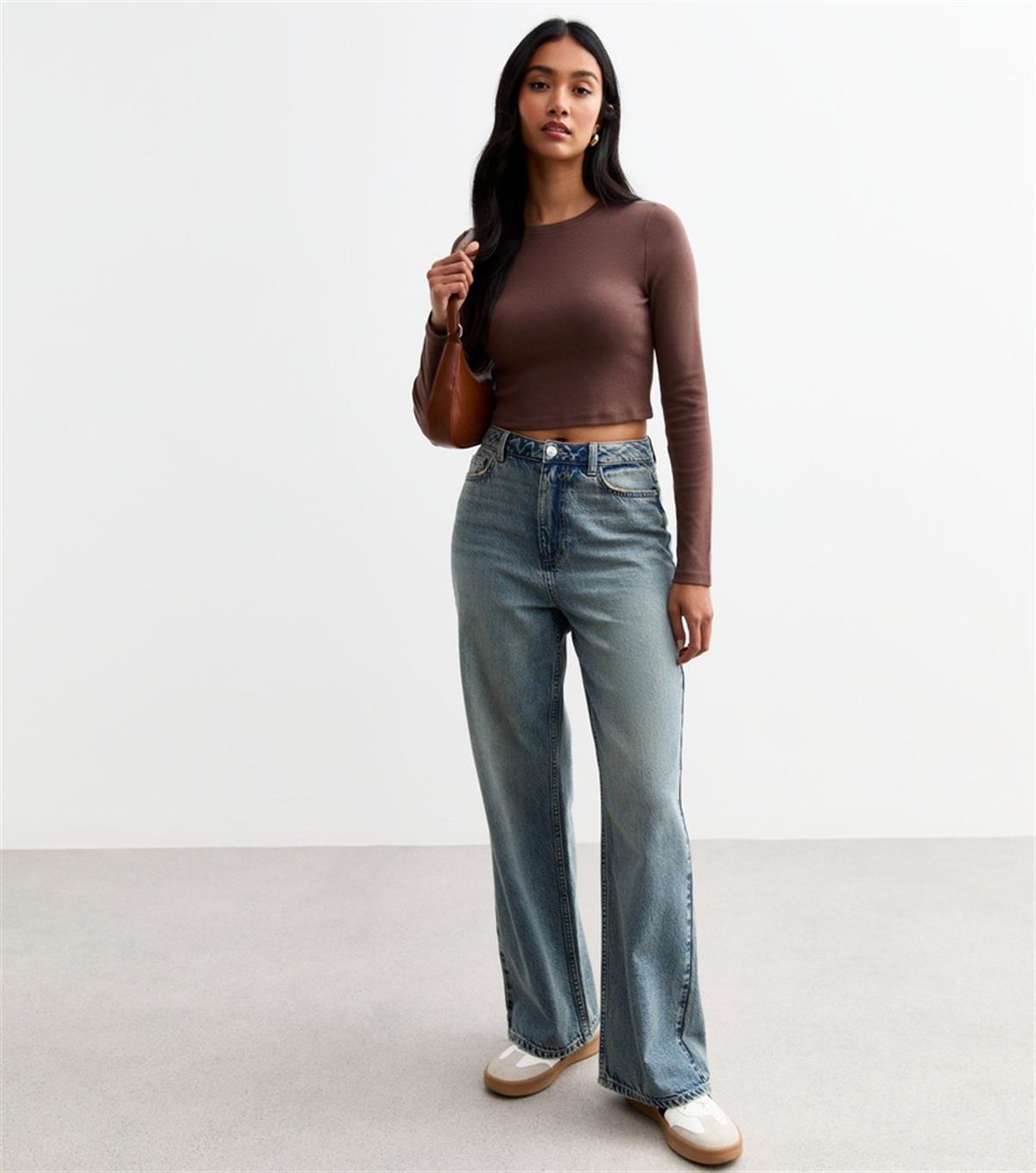 Kahverengi Yumuşak Dokulu Crop Bluz