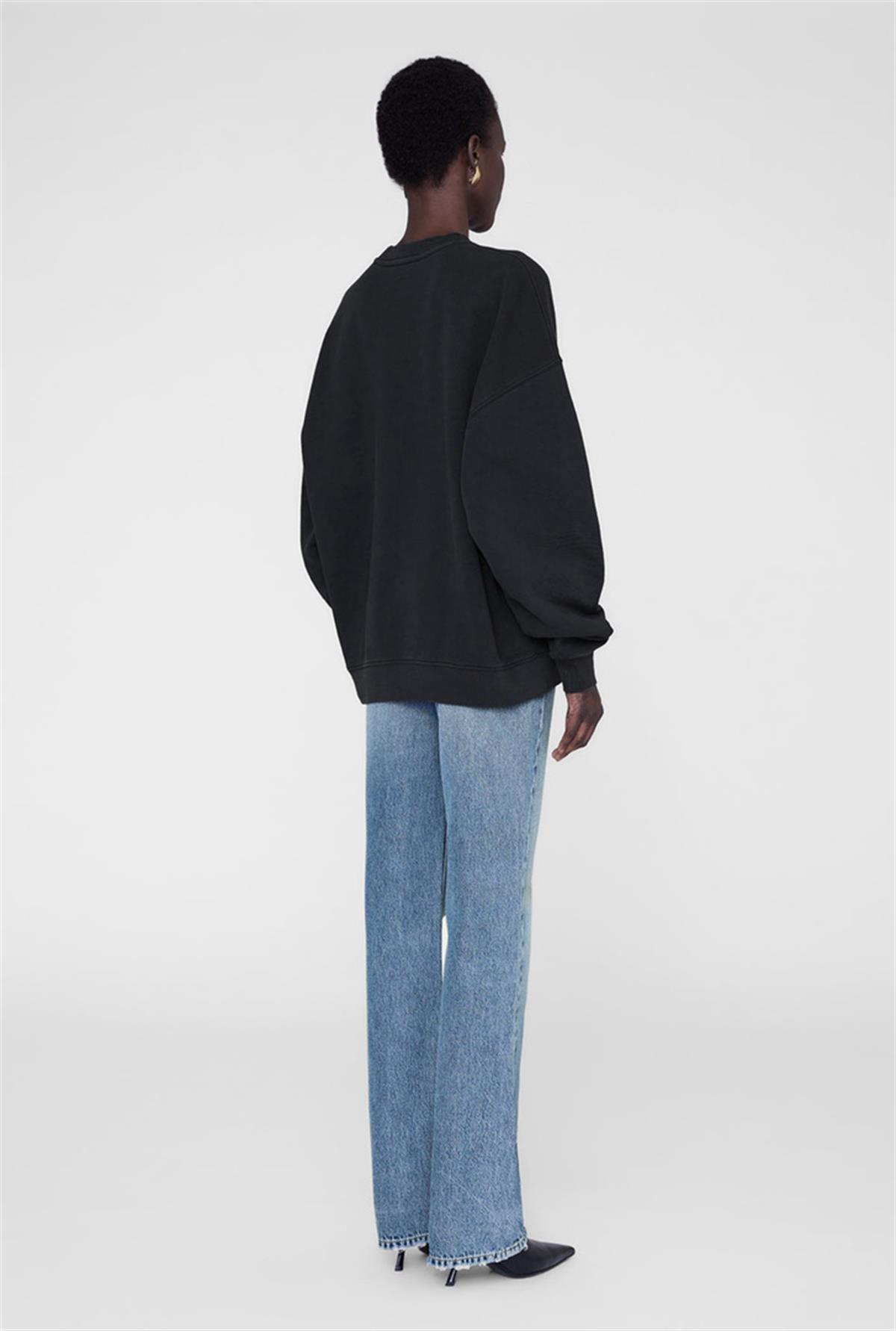 İthal Marka Baskılı Siyah Sweatshirt