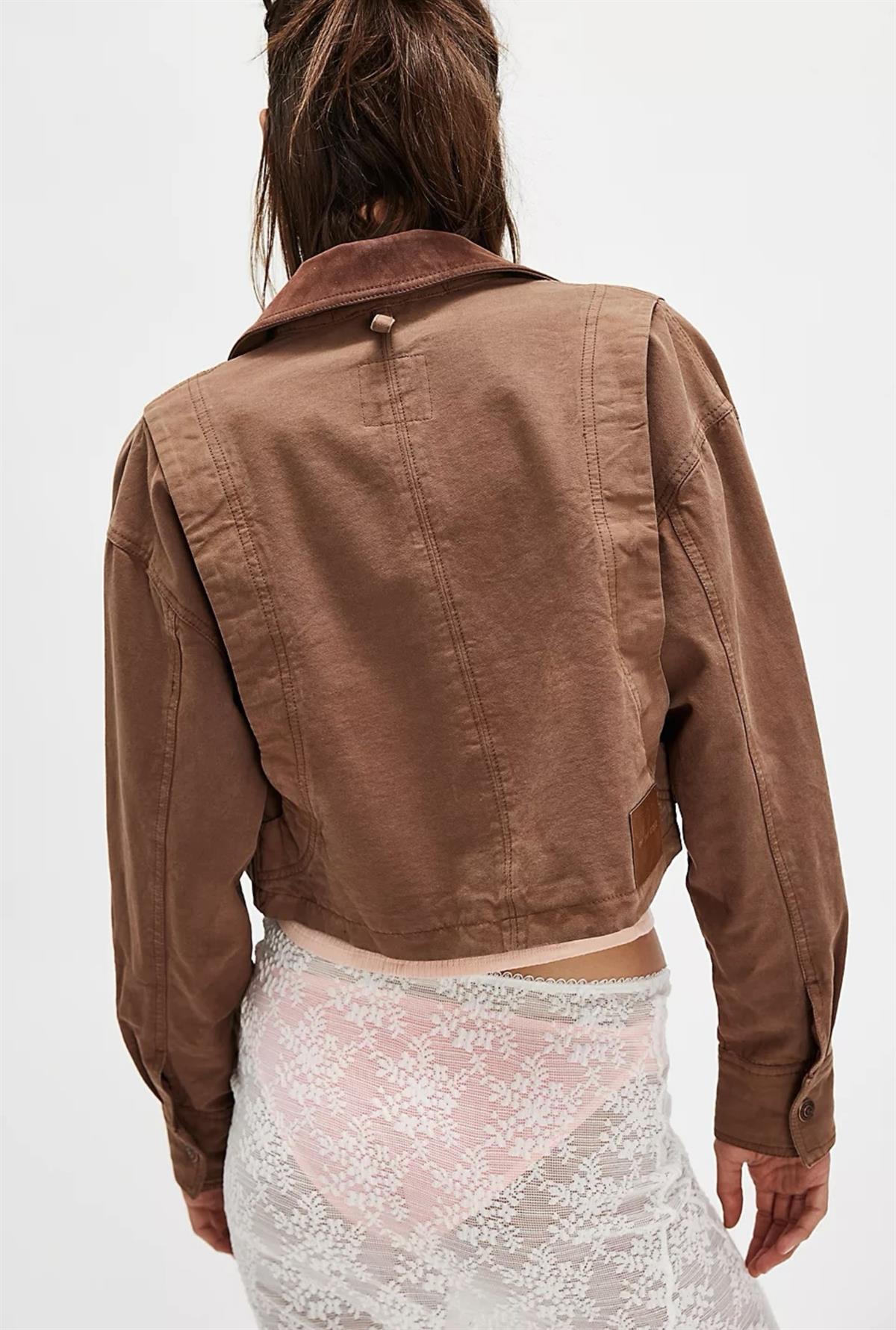 İTHAL ORJİNAL YAKA DERİ DETAYLI CEKET 