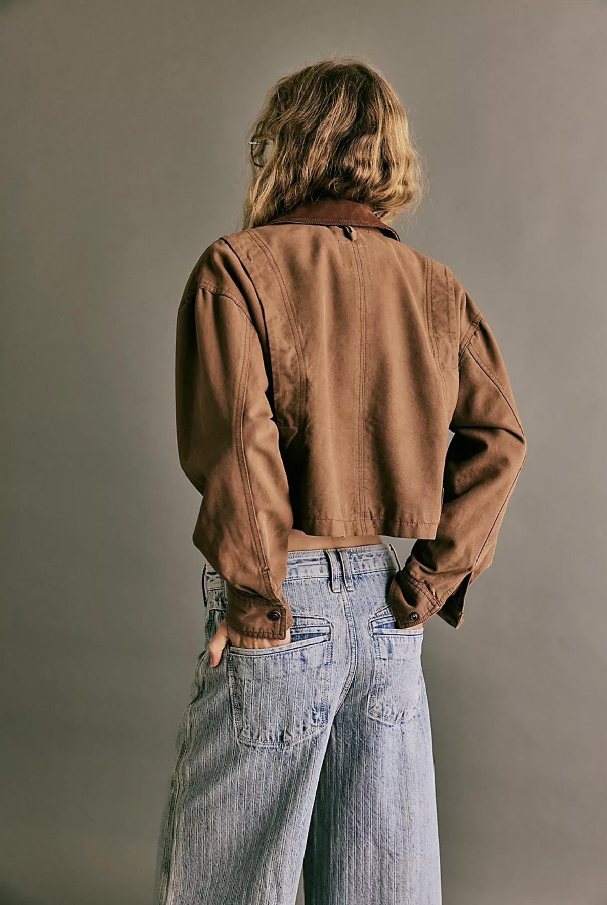 İTHAL ORJİNAL YAKA DERİ DETAYLI CEKET 