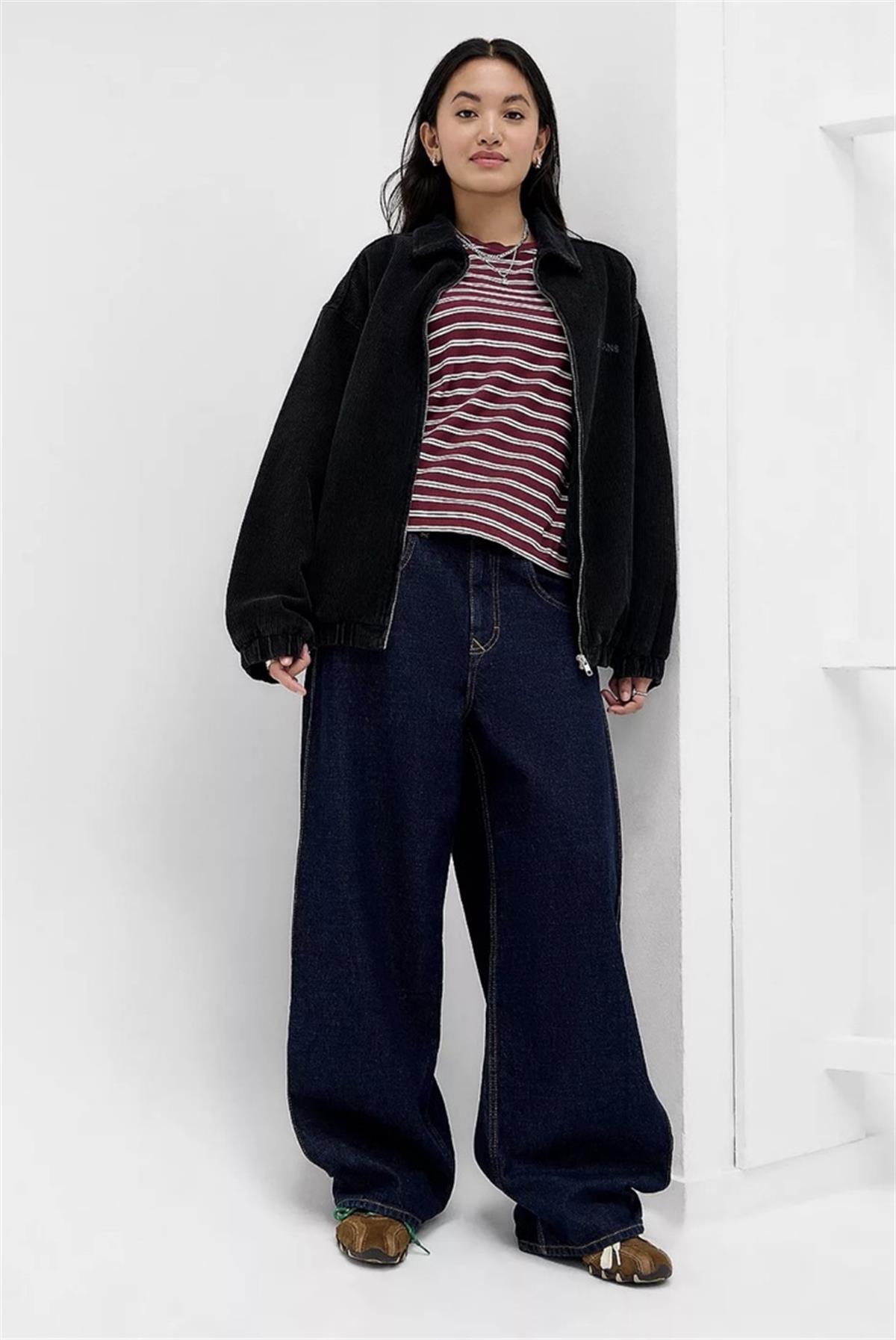 Kadife Fitili Desenli Siyah Unisex Ceket