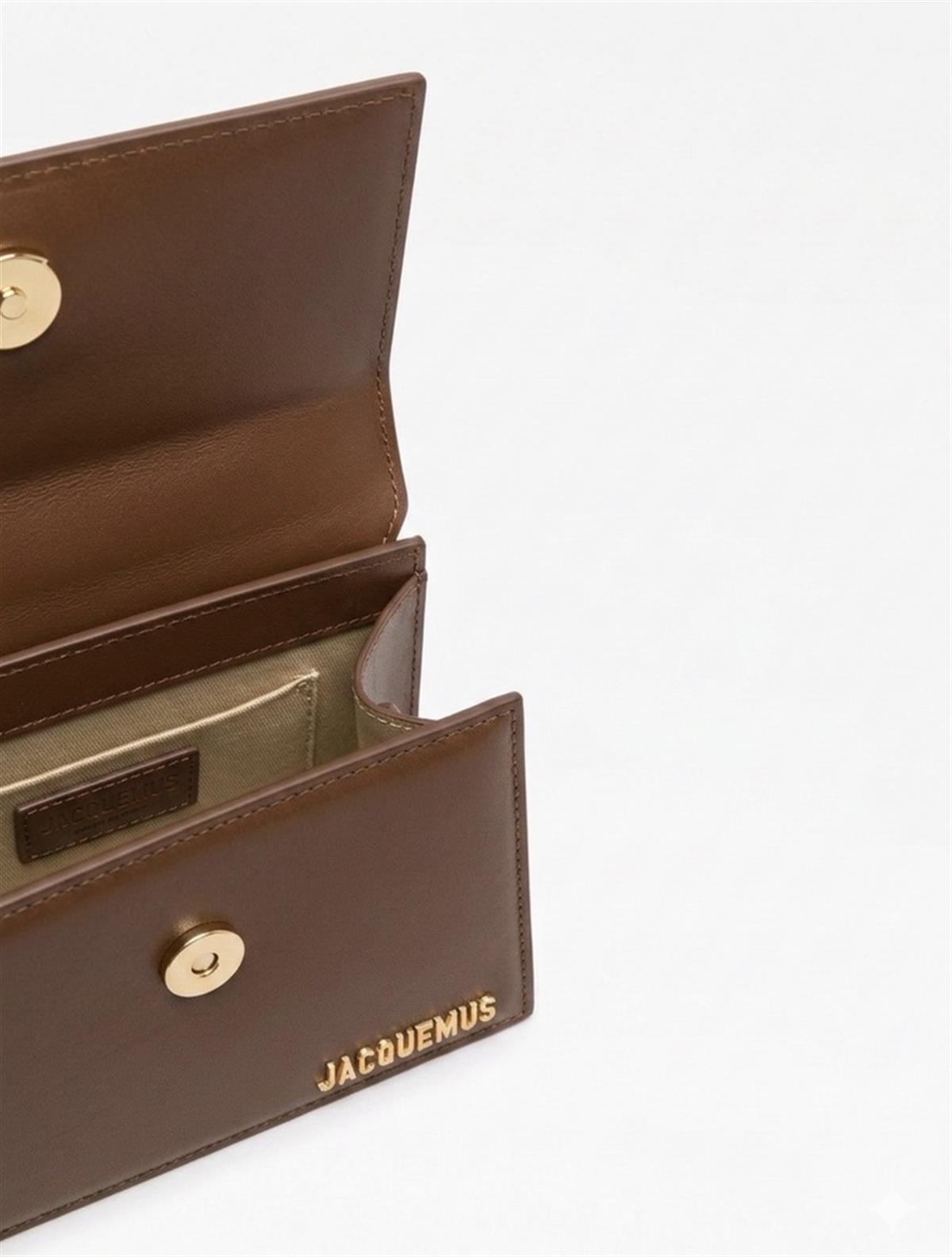 Kahverengi Asimetrik Deri Mini Boy El - Omuz Çantası