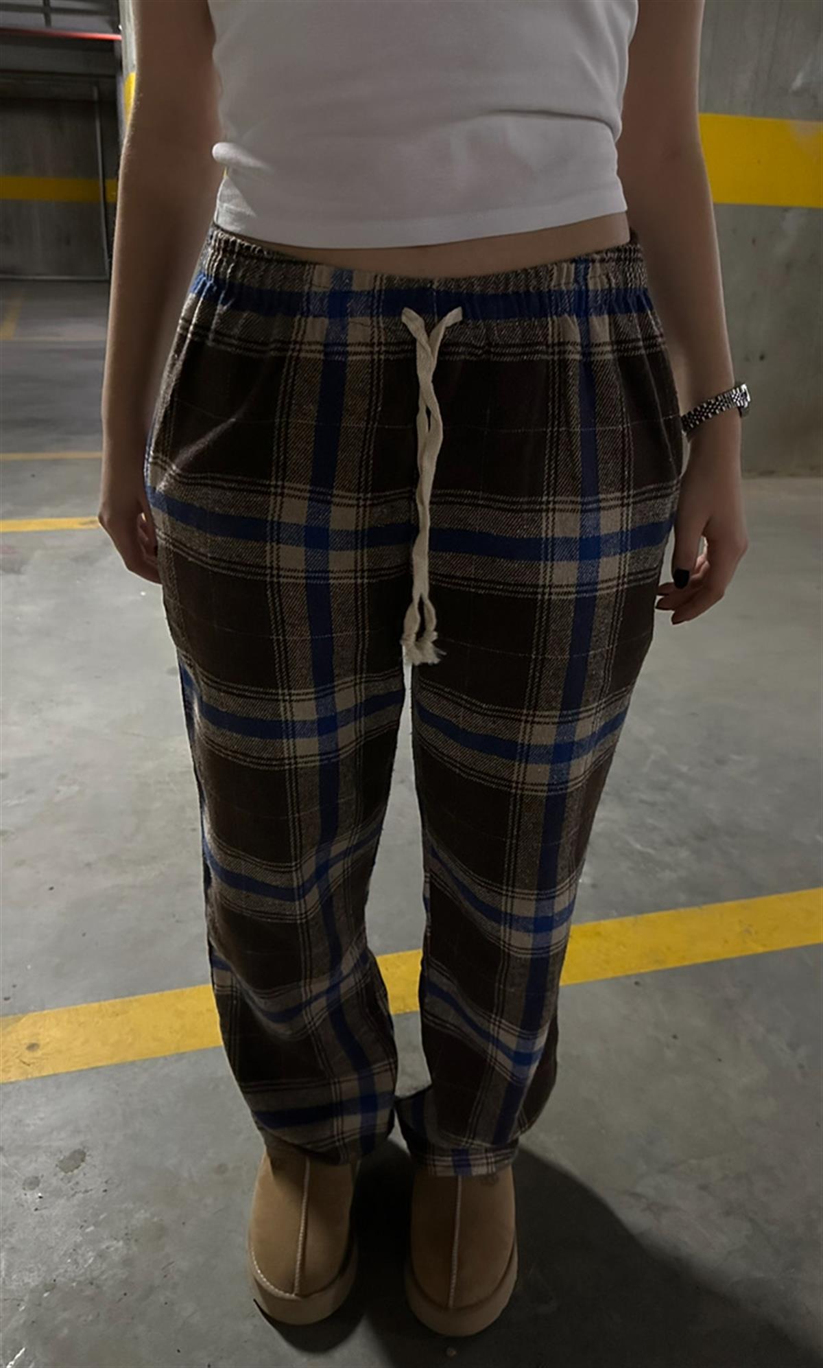 Kahverengi Çizgili Unisex Relaxed Pijama