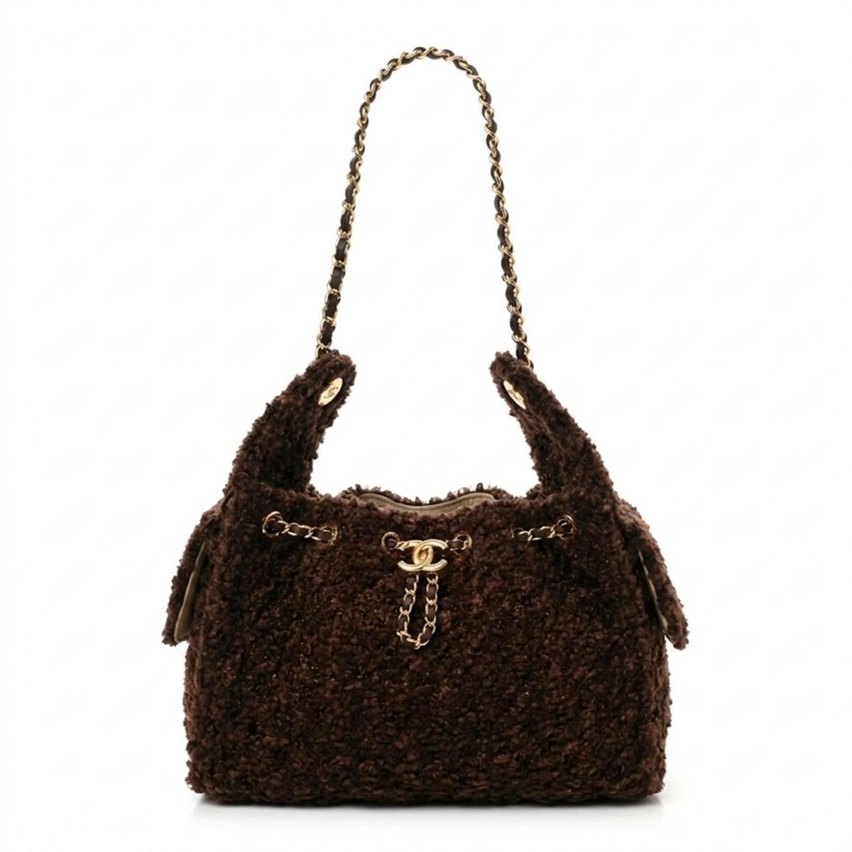 Kahverengi Tüvit Ayarlanabilir Büzgülü Omuz Askılı Çanta 