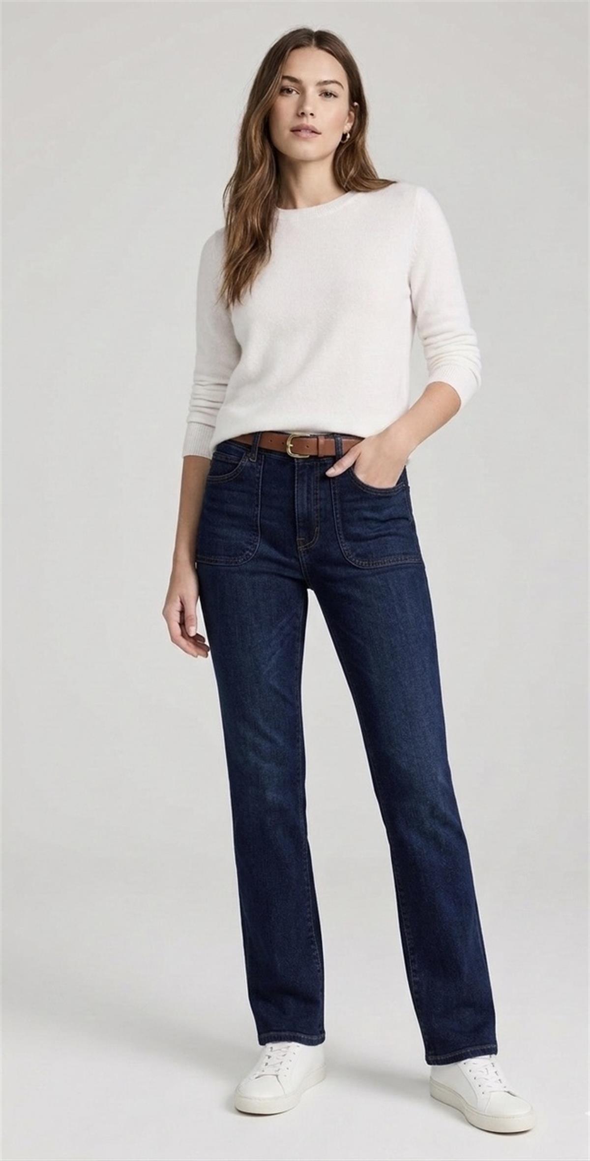 Koyu Lacivert Cep Detaylı Slim Fit Bootcut Jean 