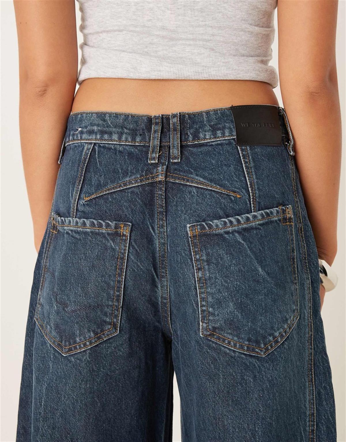 Koyu Mavi Barrel Jean