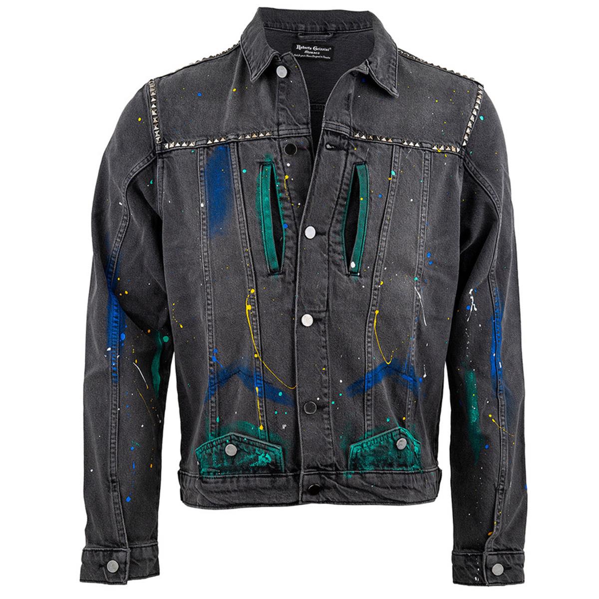 Kurukafa Baskılı Parlak Taşlı Kot Tasarım Ceket