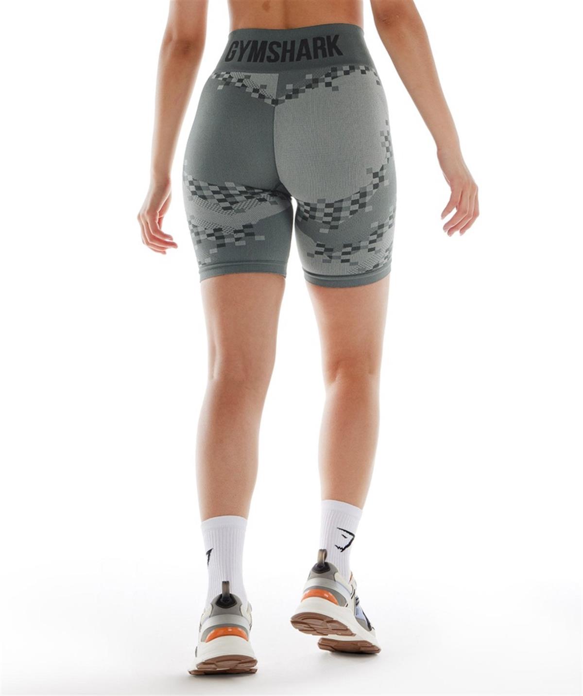 Geometrik Desenli Şekillendirici Biker Tayt