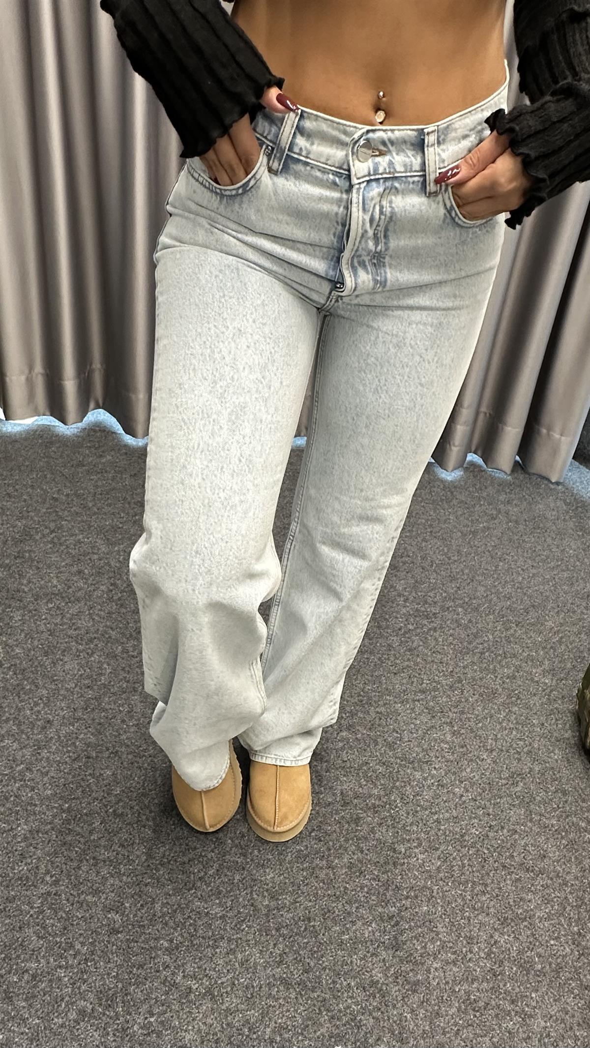 Orta Bel Buz Mavisi Jean Pantolon