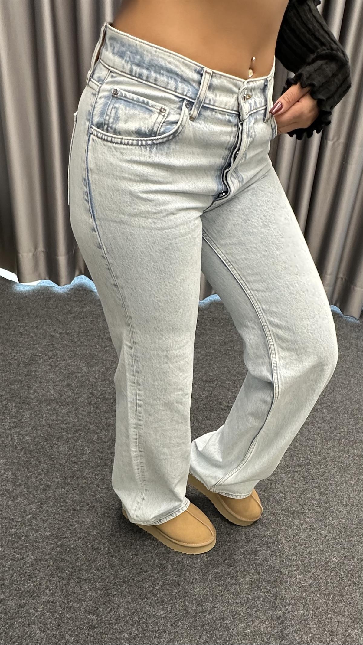 Orta Bel Buz Mavisi Jean Pantolon