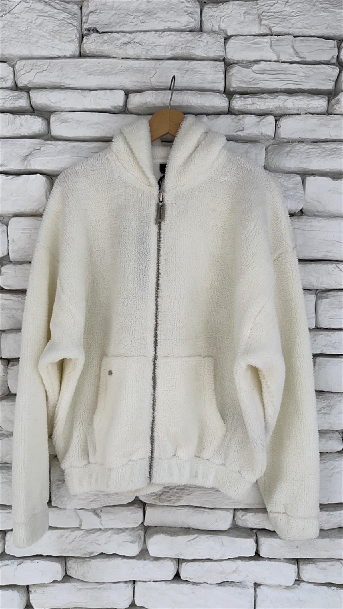 Oversize Peluş Kapüşonlu Unisex Hırka
