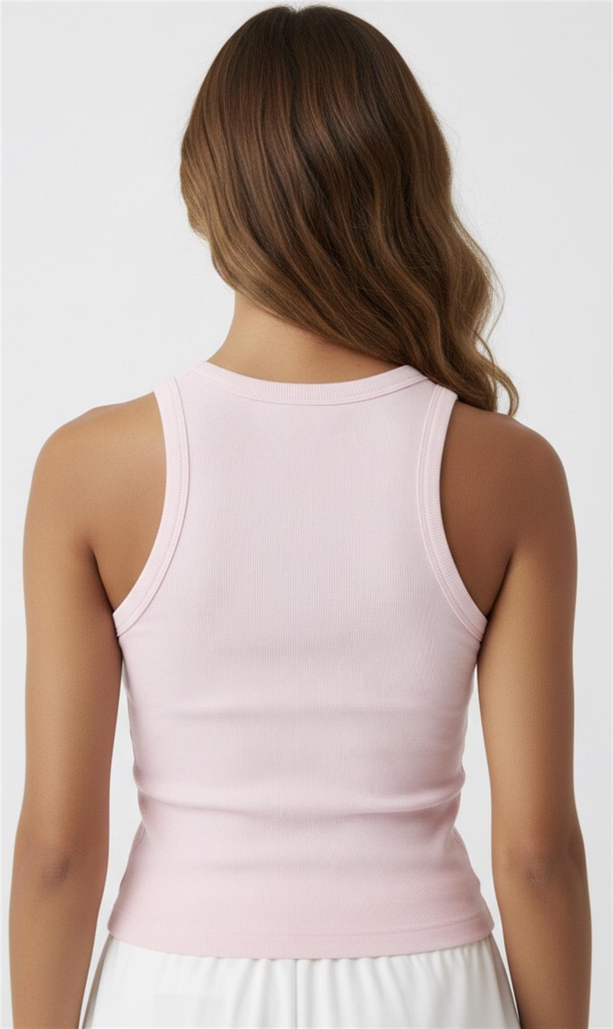 Pembe Halter Yaka Pamuklu Fit Kesim Lux Atlet