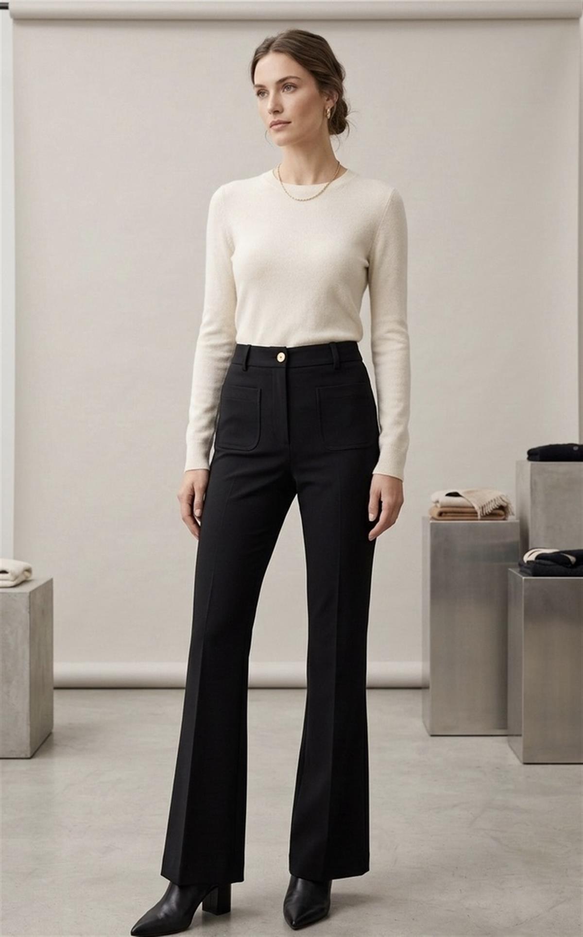 Siyah Cep Detaylı Slim Fit Bootcut Jean 