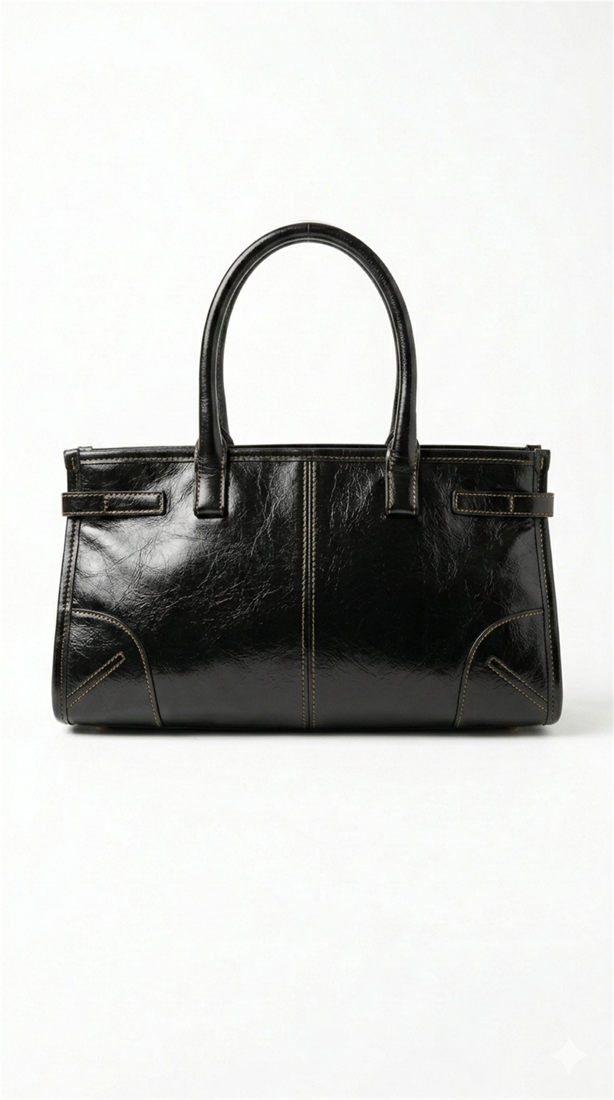 Siyah Deri Orta Boy El Çantası