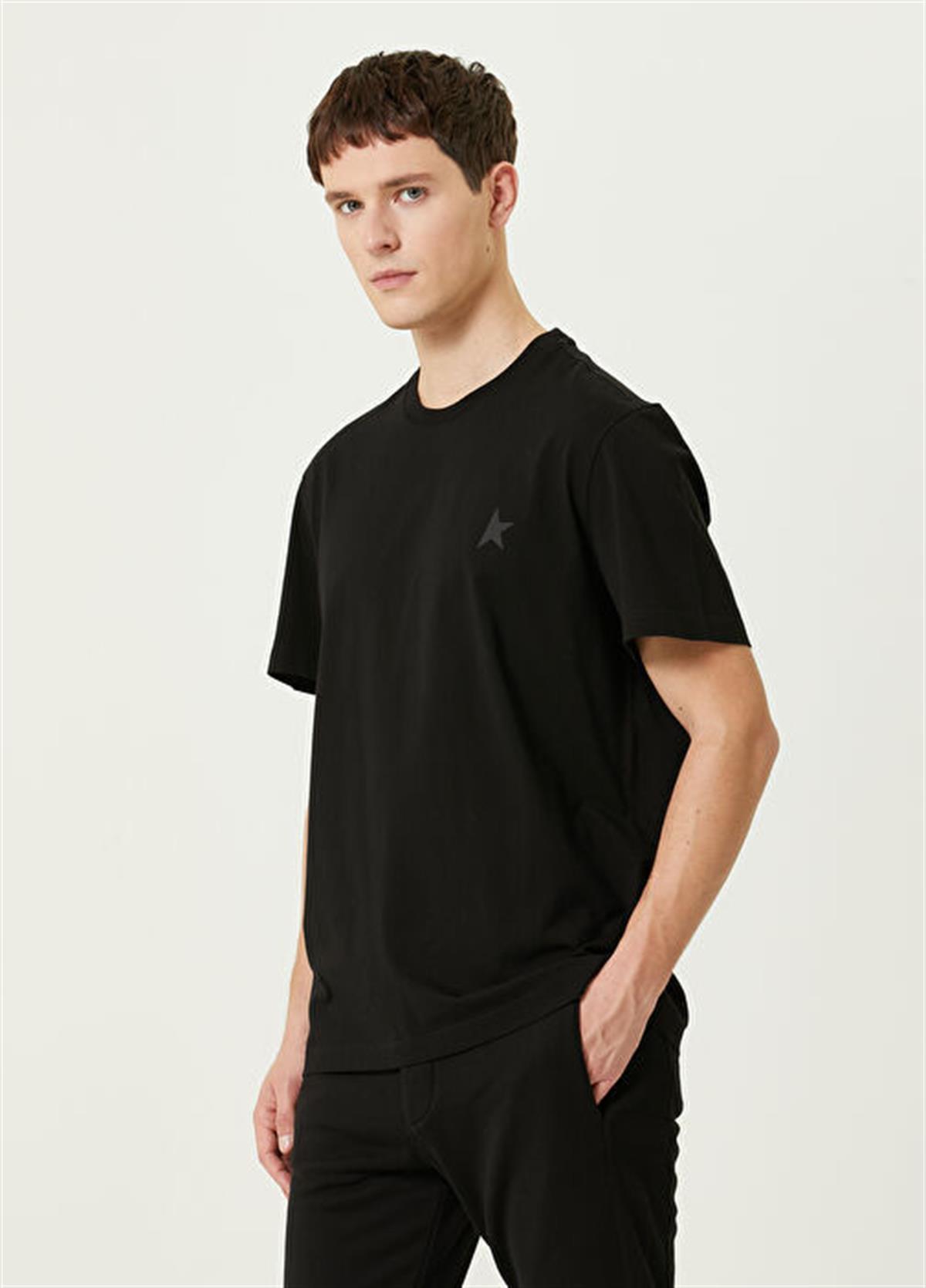 Siyah - Gri Yıldız Detaylı Tişört