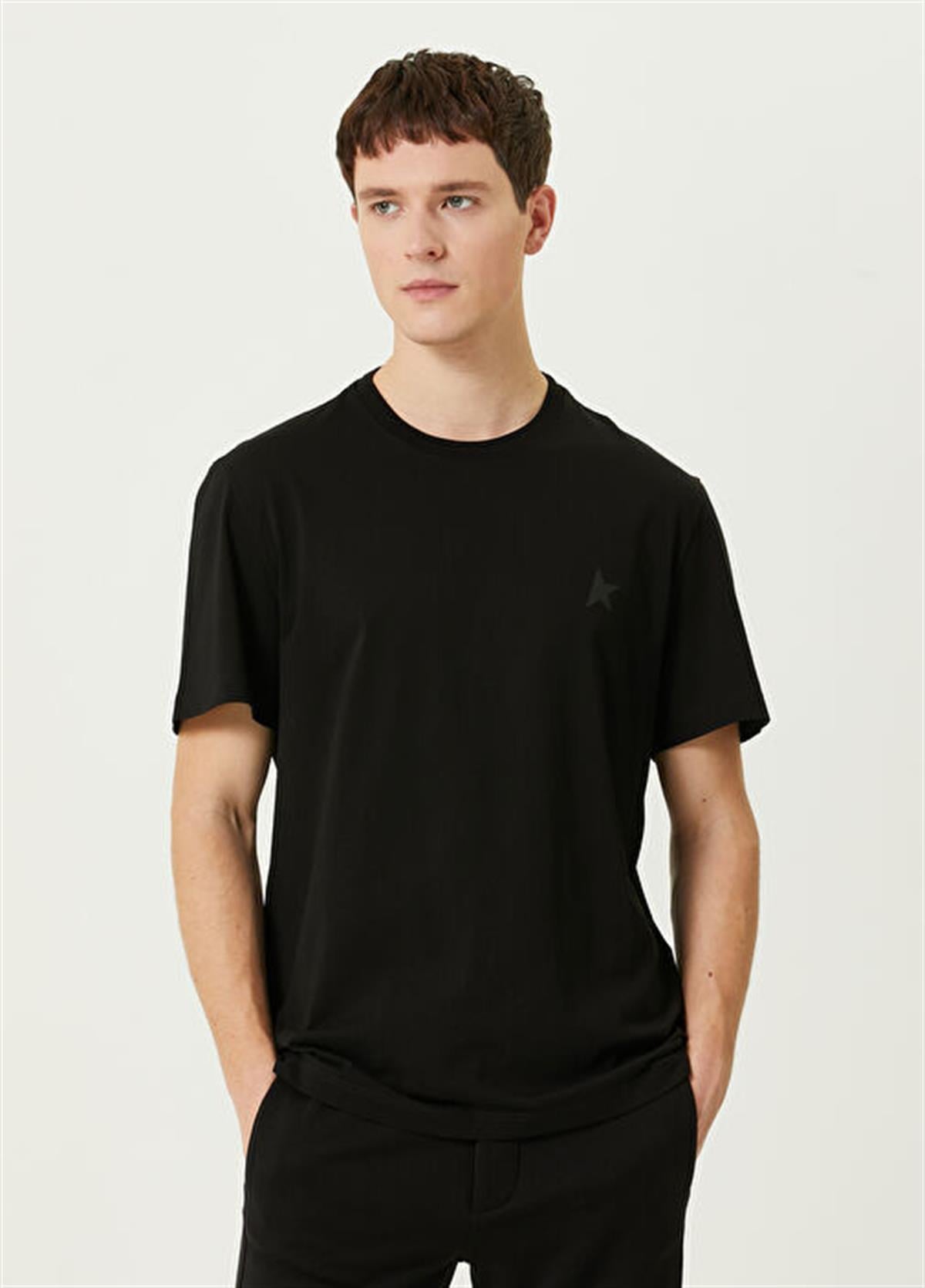 Siyah - Gri Yıldız Detaylı Tişört