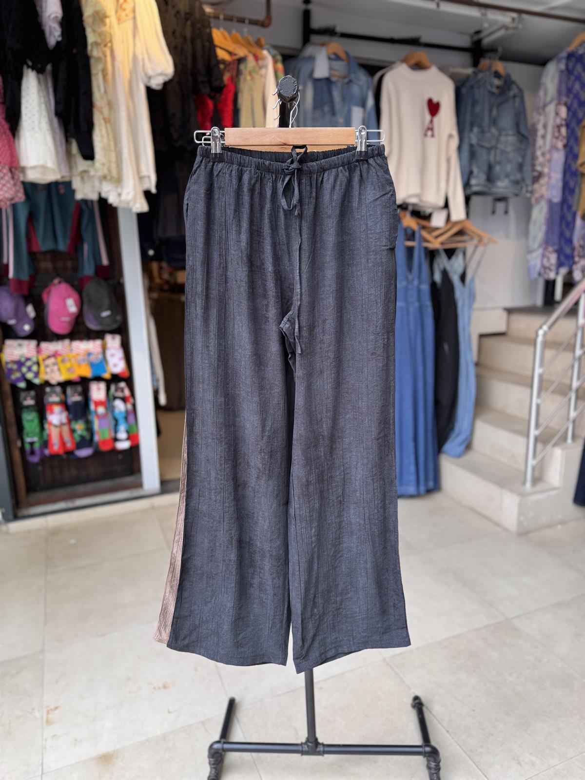 Siyah Keten Pantolon