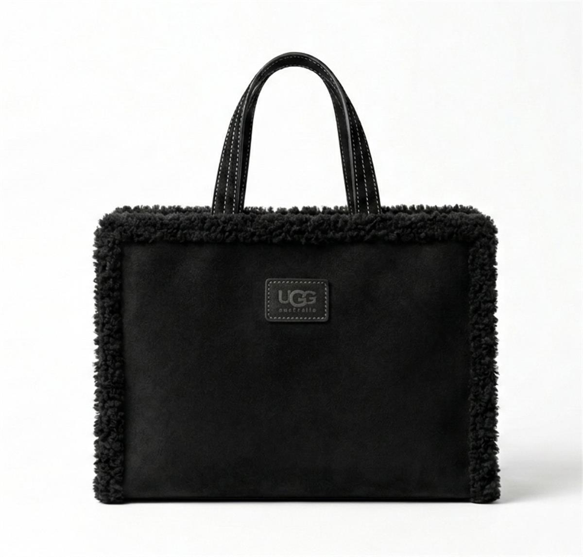 Siyah Peluş Detaylı Tote Bag