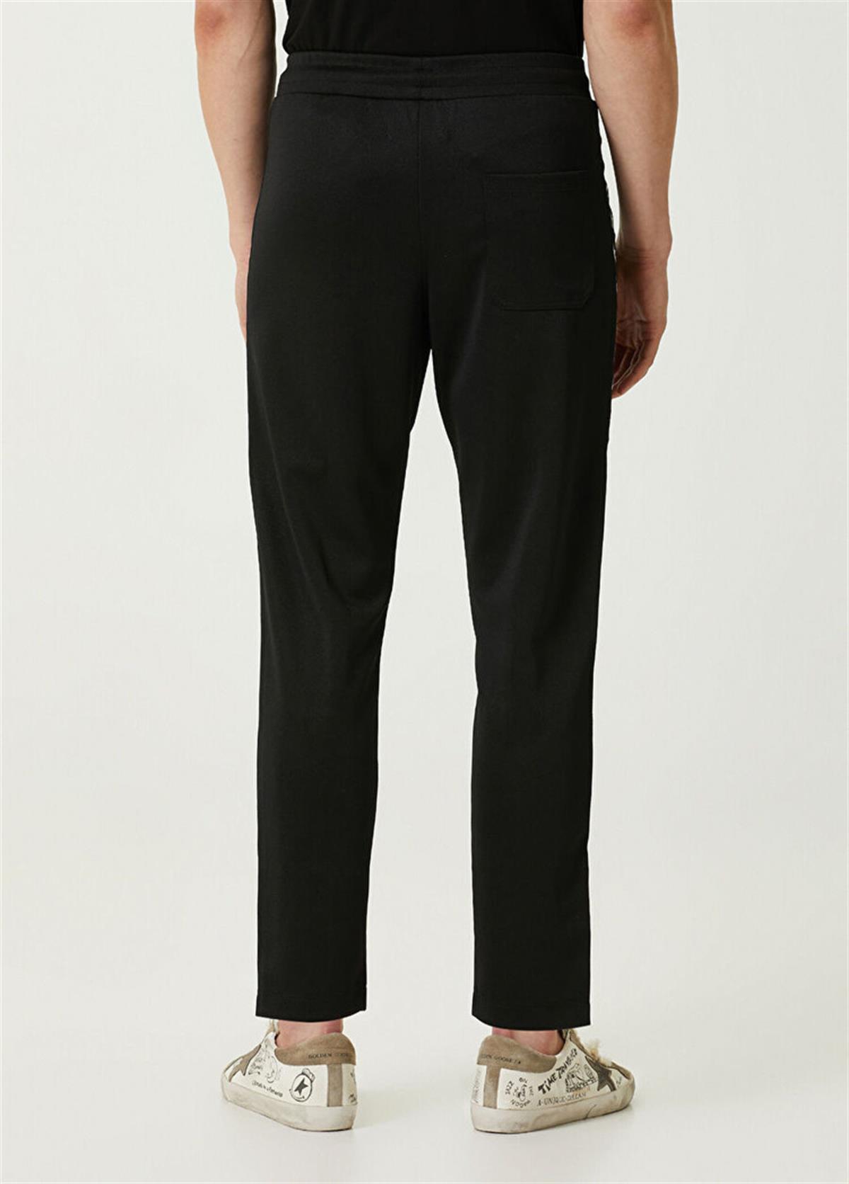 Siyah Yıldız Baskılı Pamuklu Lux Eşofman Altı