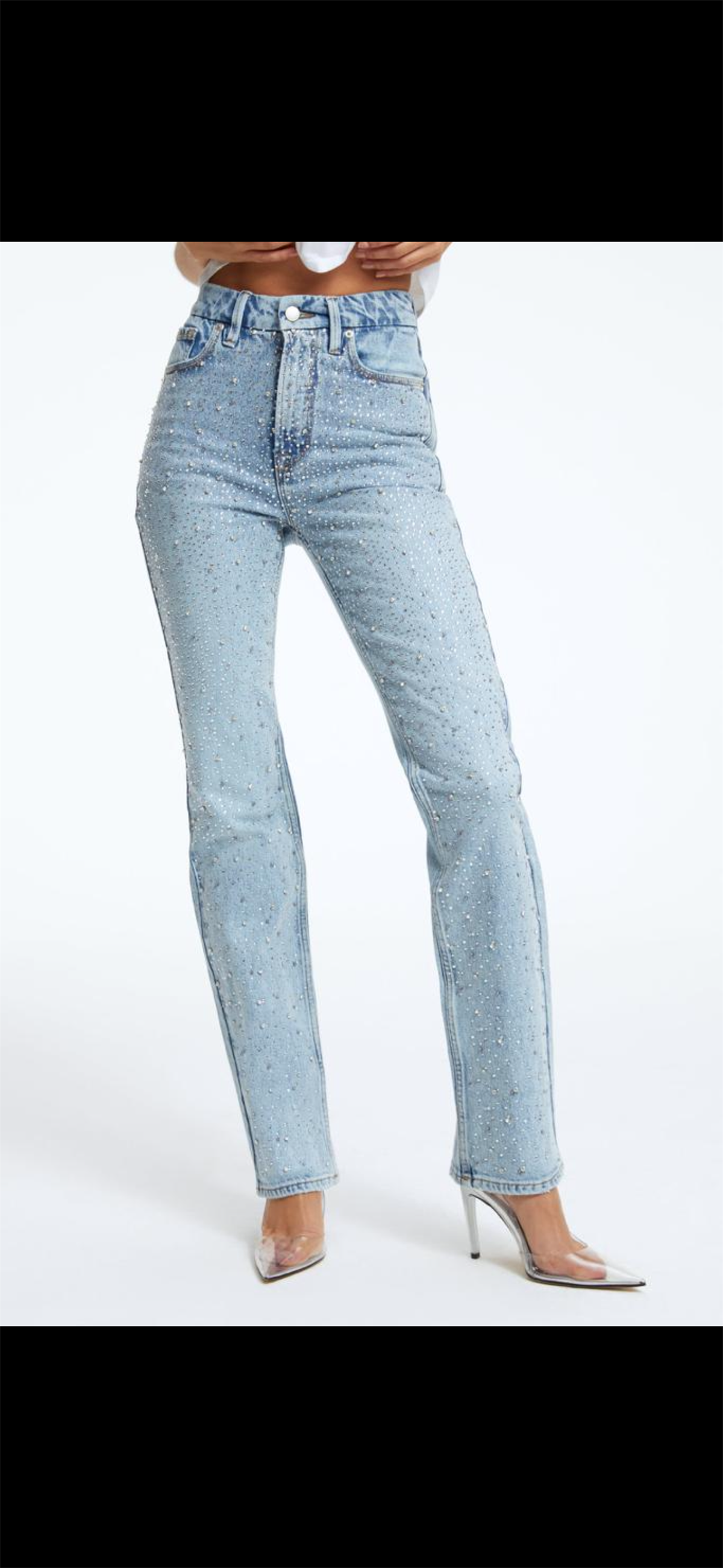 Taș işlemeli Buz Mavisi Pantolon 