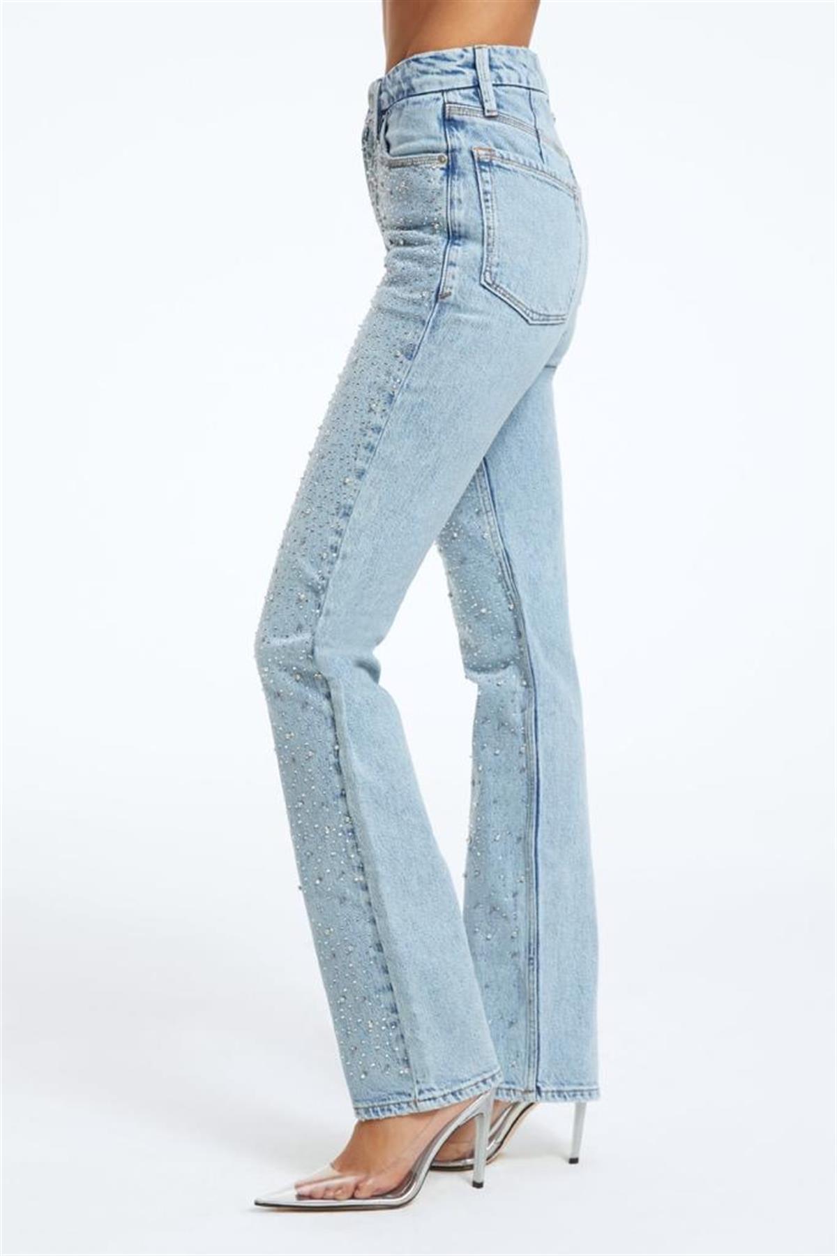 Taș işlemeli Buz Mavisi Pantolon 