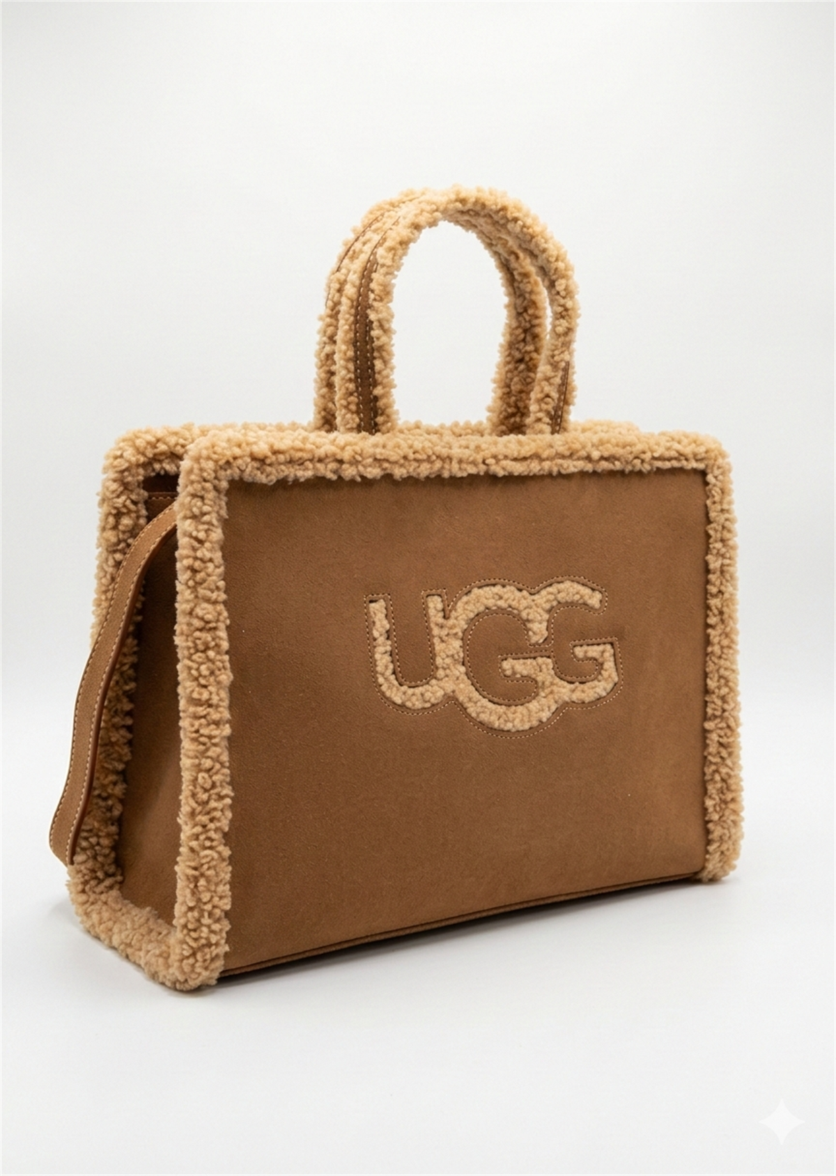 Taba Renk Peluş Detaylı Tote Bag