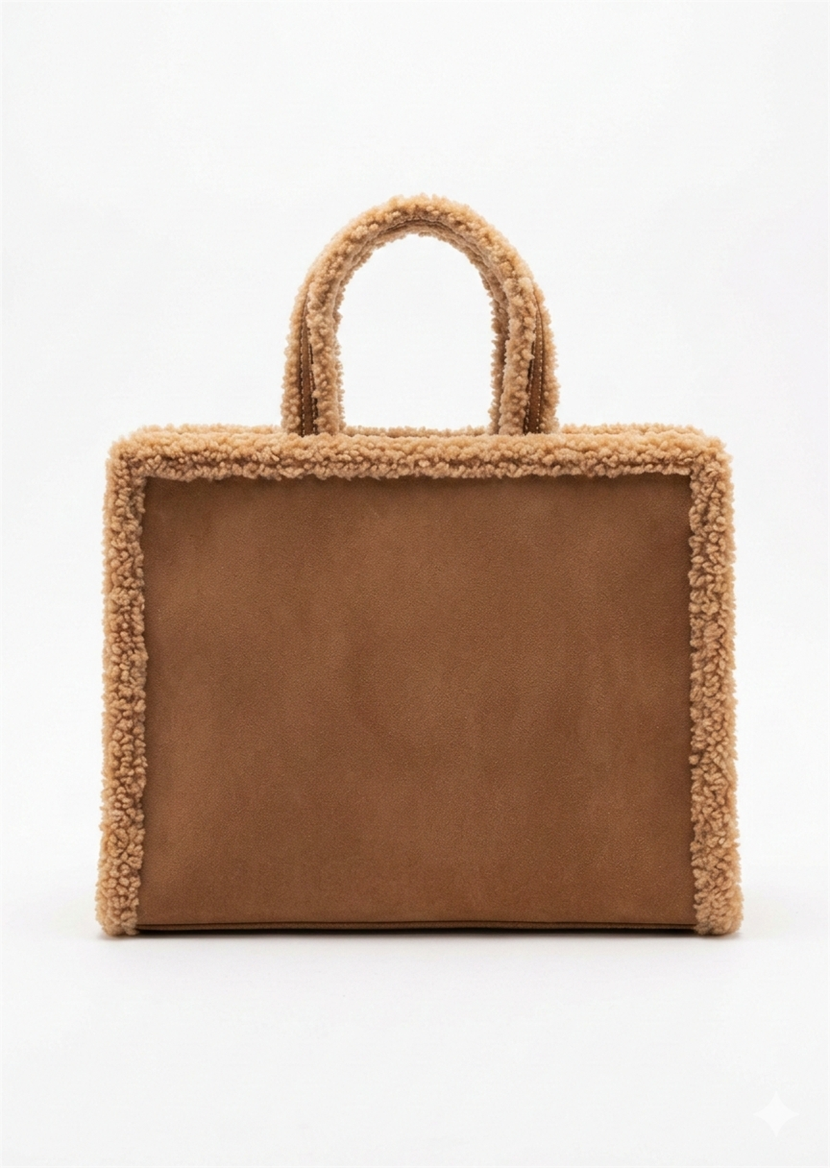 Taba Renk Peluş Detaylı Tote Bag