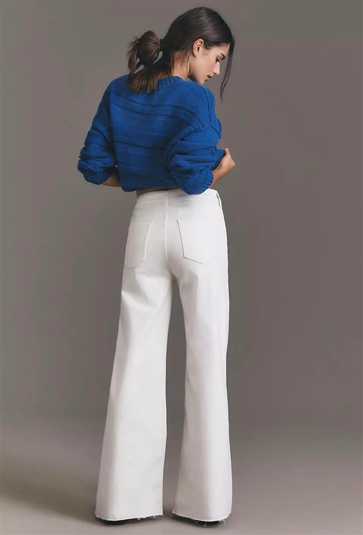 Beyaz High Waisted Wide Leg Jean 