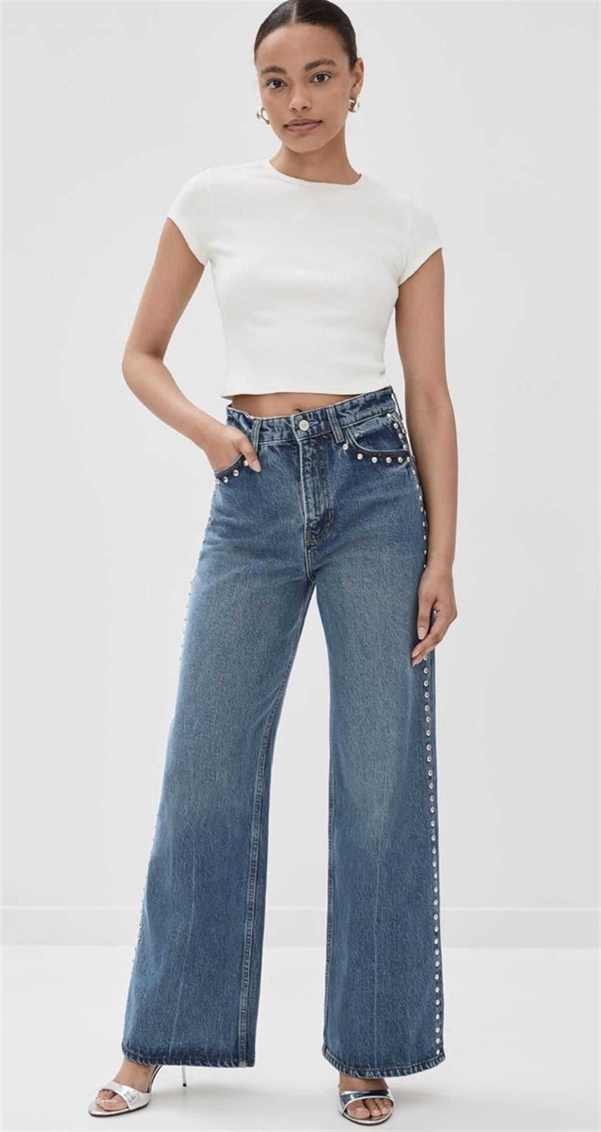 Zımba Detaylı Wide Leg Jean