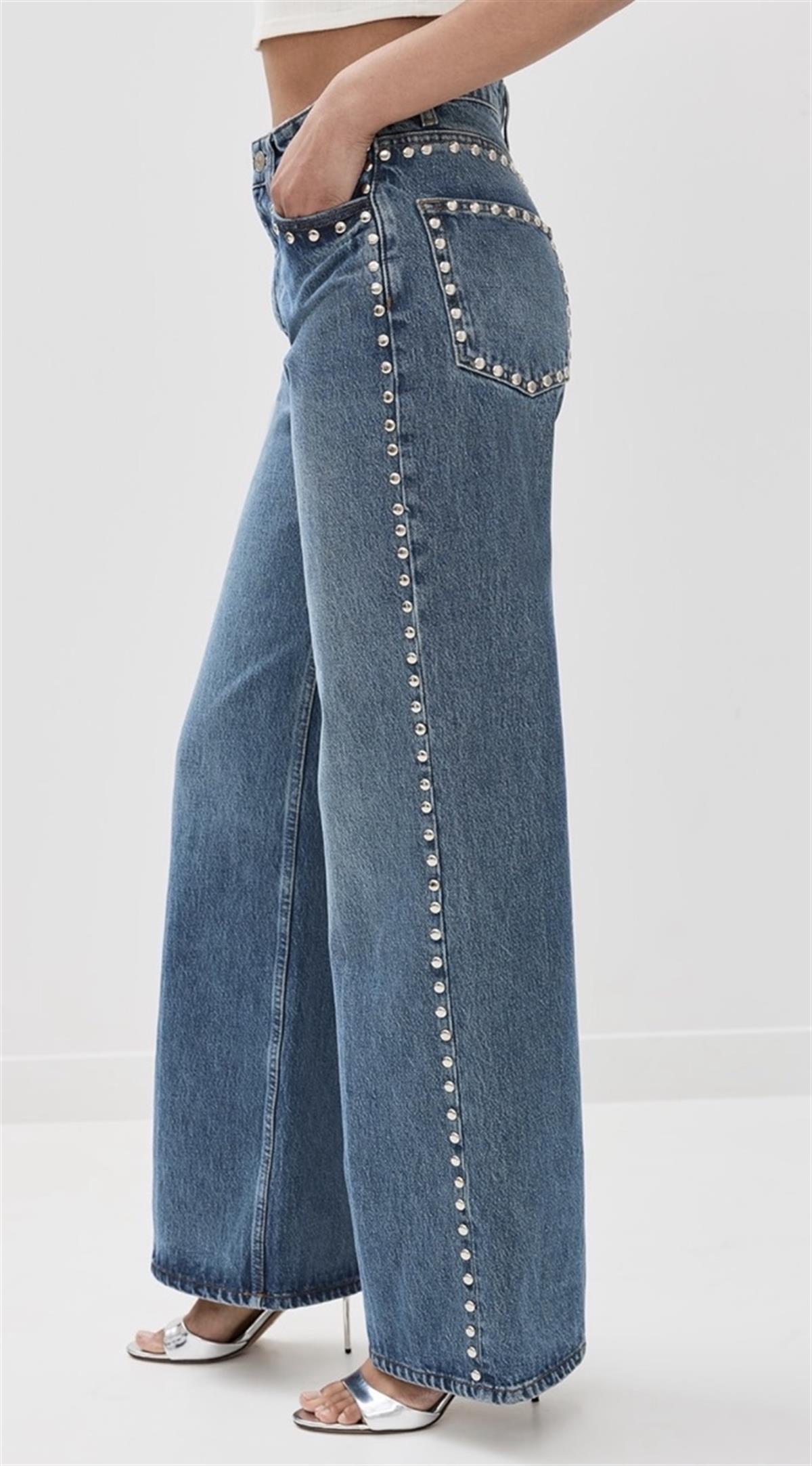 Zımba Detaylı Wide Leg Jean