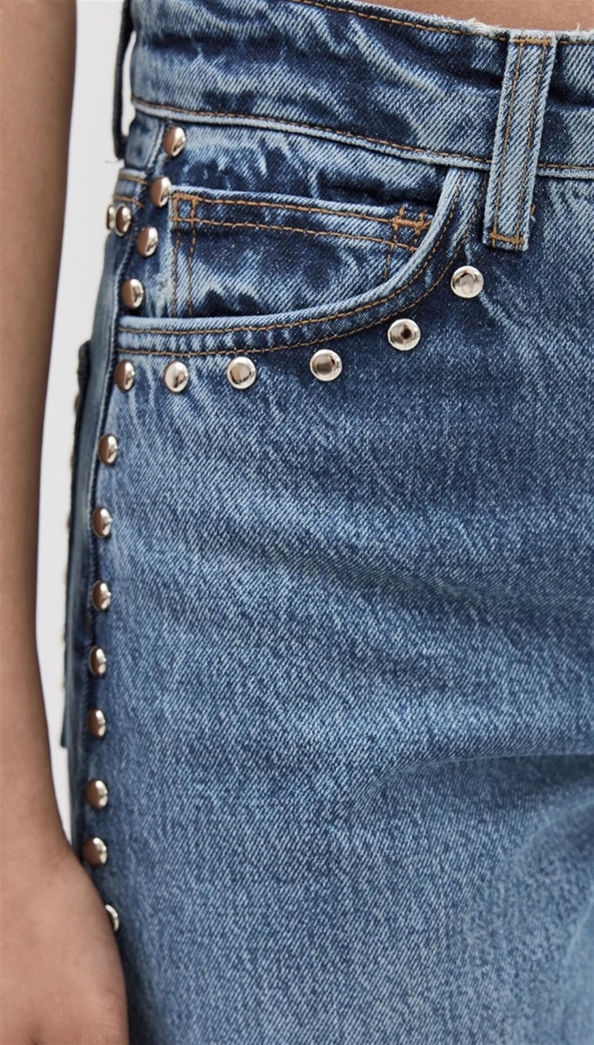 Zımba Detaylı Wide Leg Jean