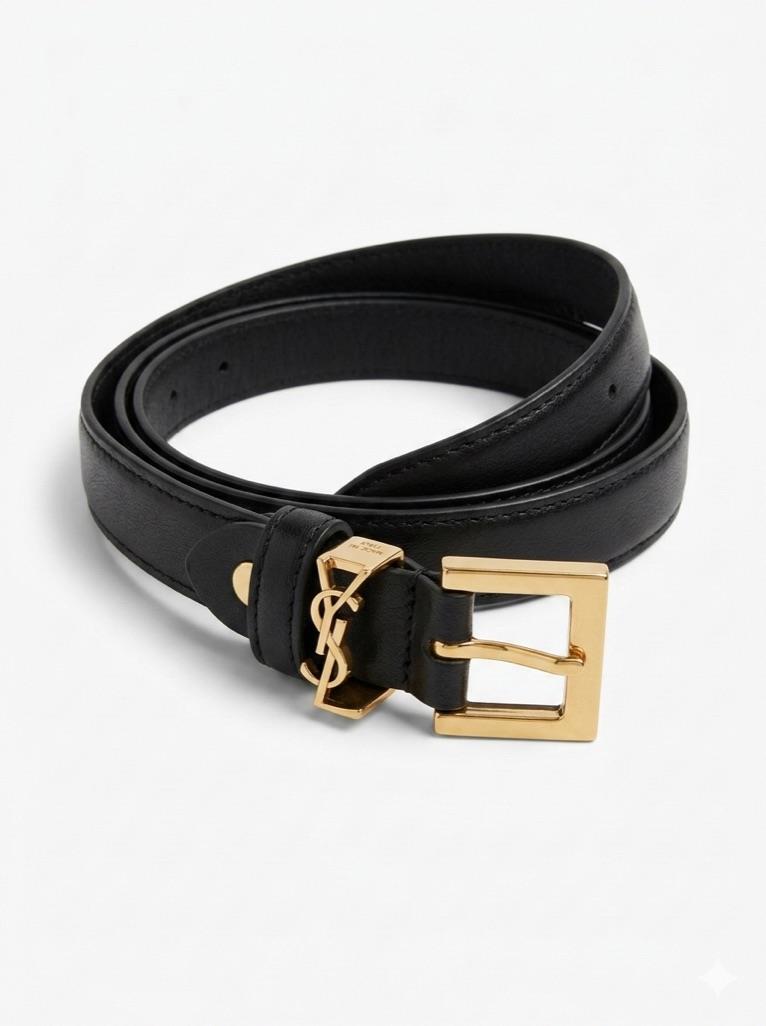 Altın Tokalı S Siyah Kemer 