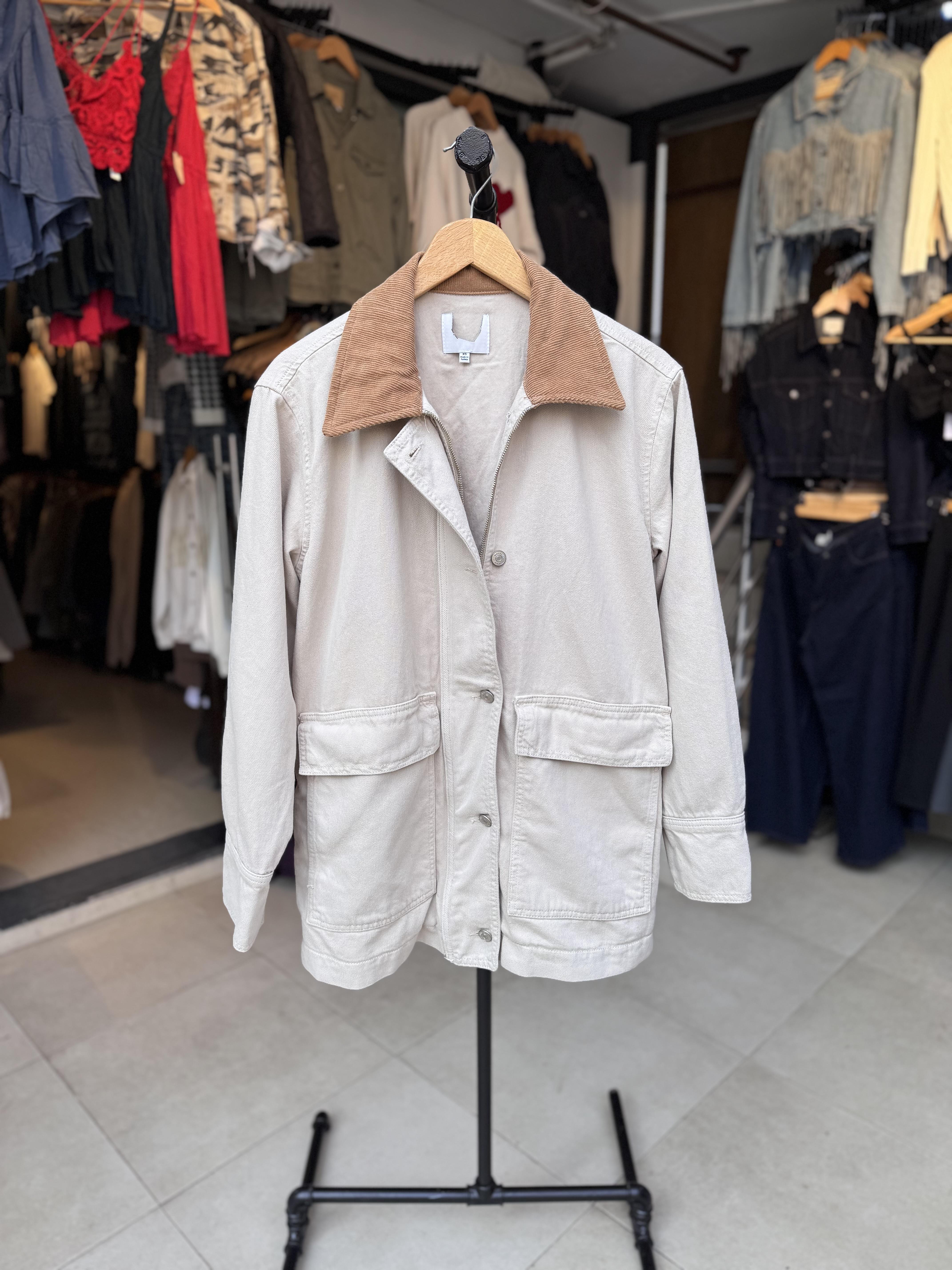 Baharlık Krem Renk Jean Ceket