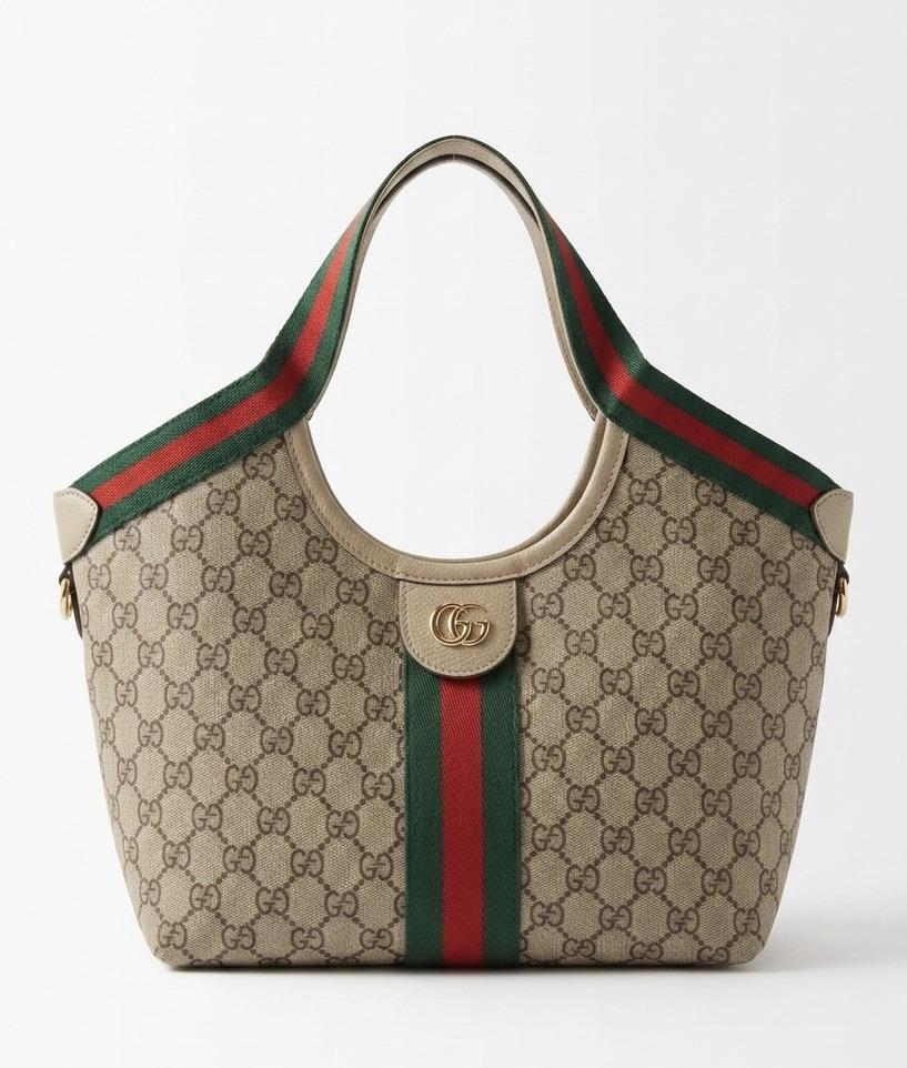 Bej Marka Baskılı Küçük Tote Bag